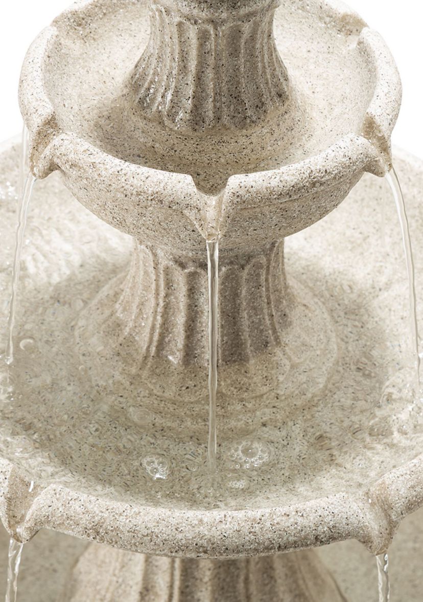 Oversized Terrazzo Resin 3-Tier Outdoor Fountain with Pump and Light