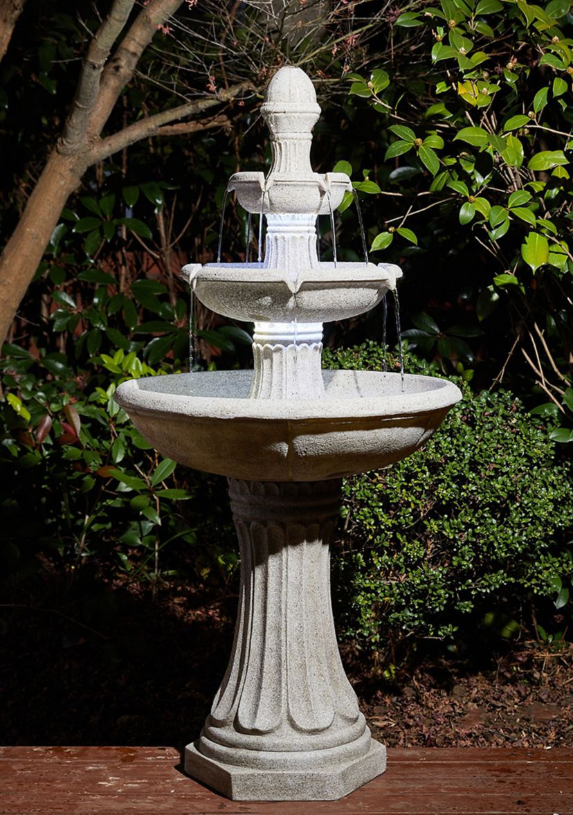 Oversized Terrazzo Resin 3-Tier Outdoor Fountain with Pump and Light