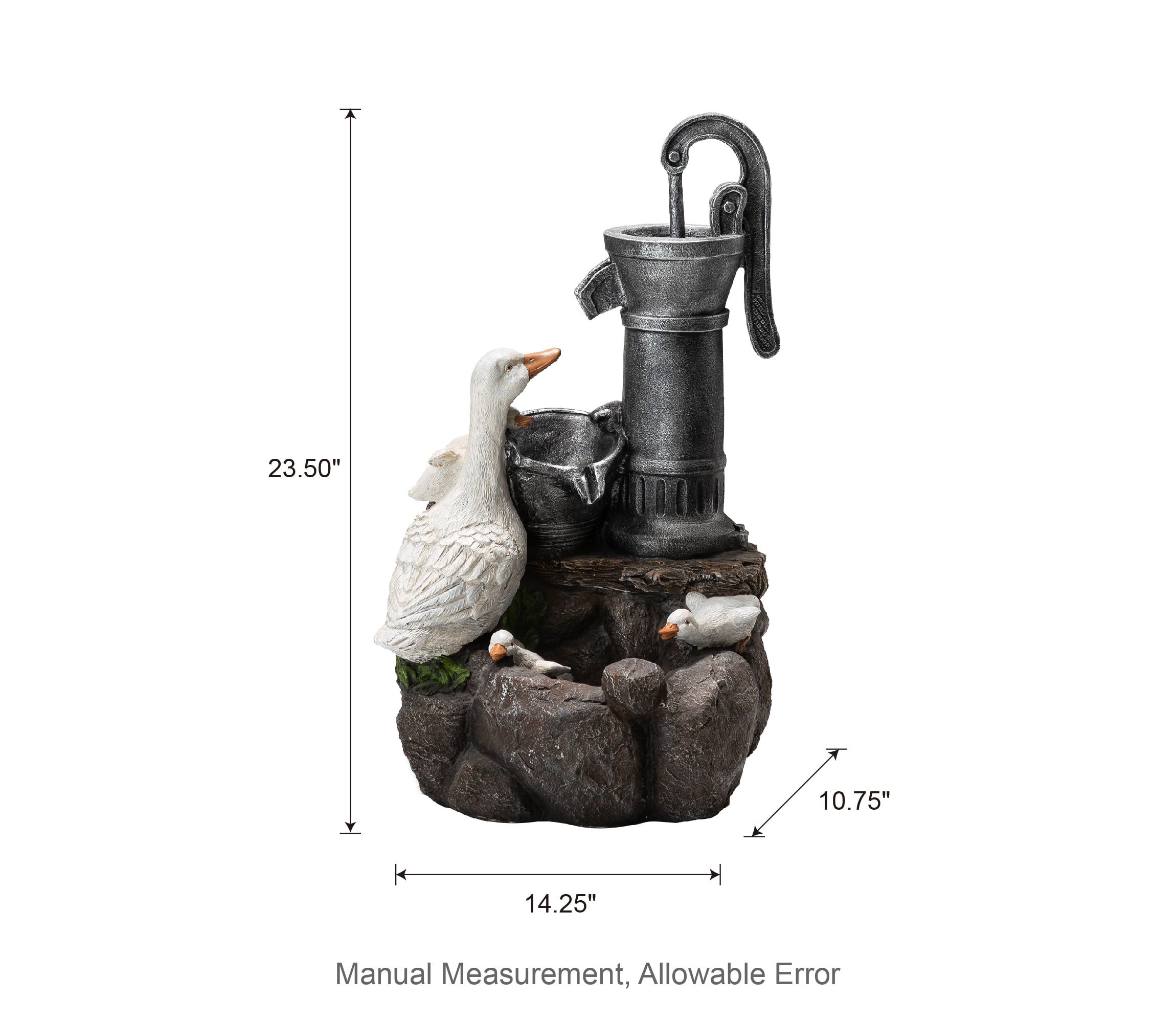 23.50"H Cute Duck Family Playing Around the Water Pump Polyresin Outdoor Fountain with Pump and LED Light (KD)