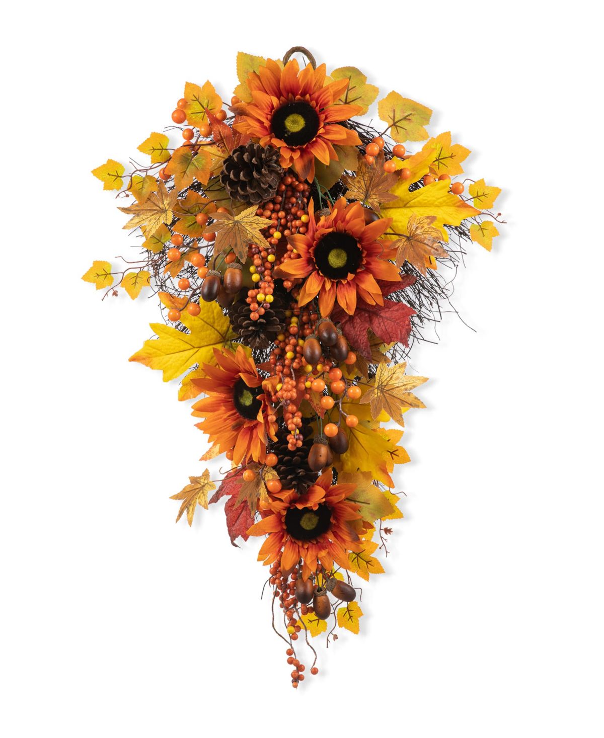 27"H Fall Sunflower, Maple Leaf and Berry Swag