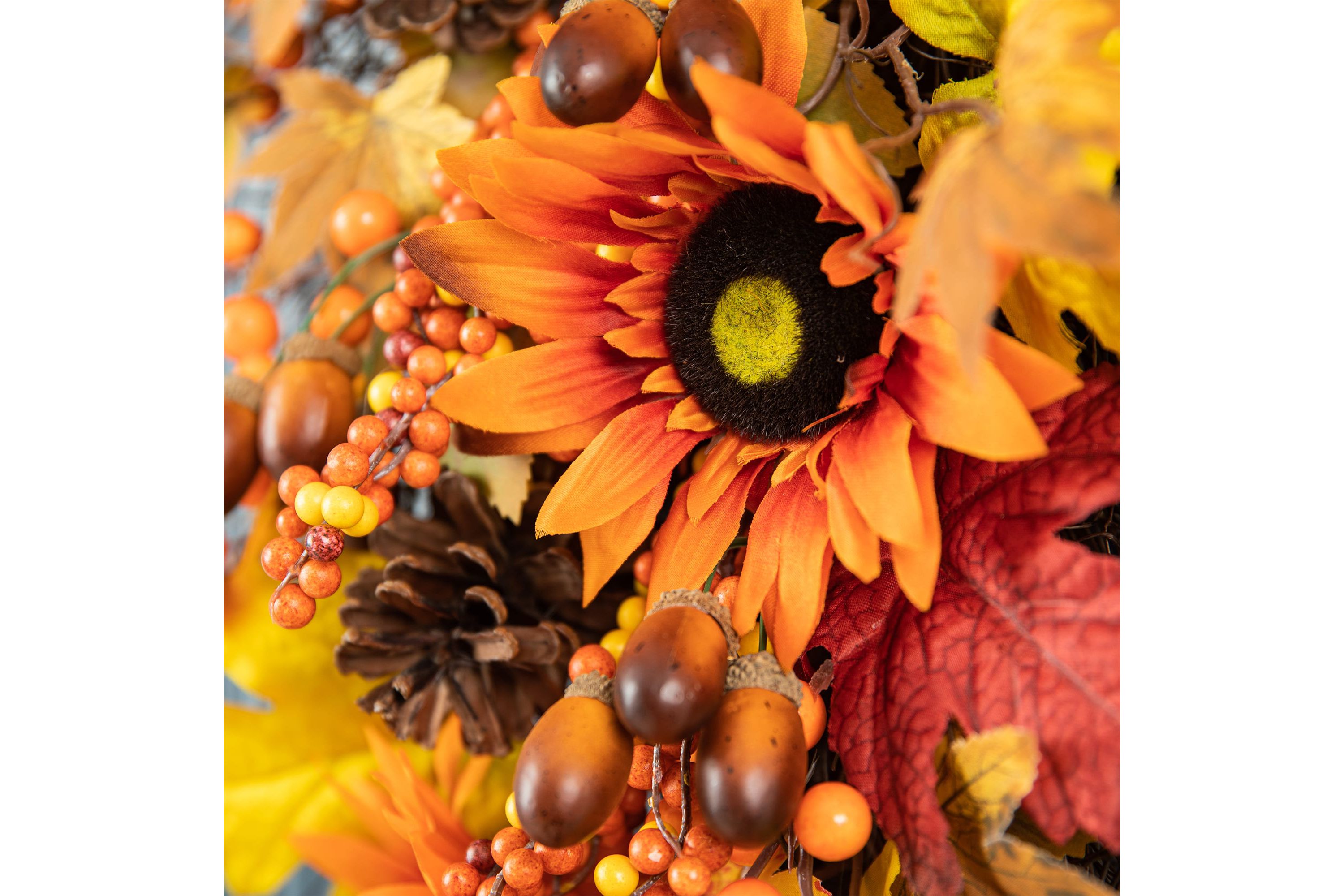 27"H Fall Sunflower, Maple Leaf and Berry Swag
