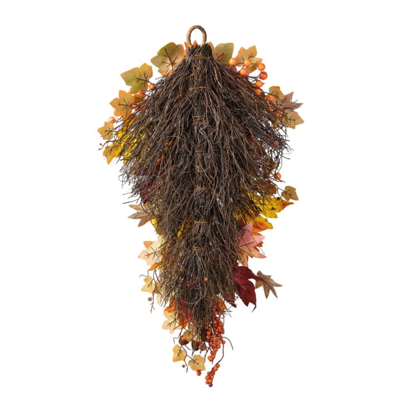 27"H Fall Sunflower, Maple Leaf and Berry Swag