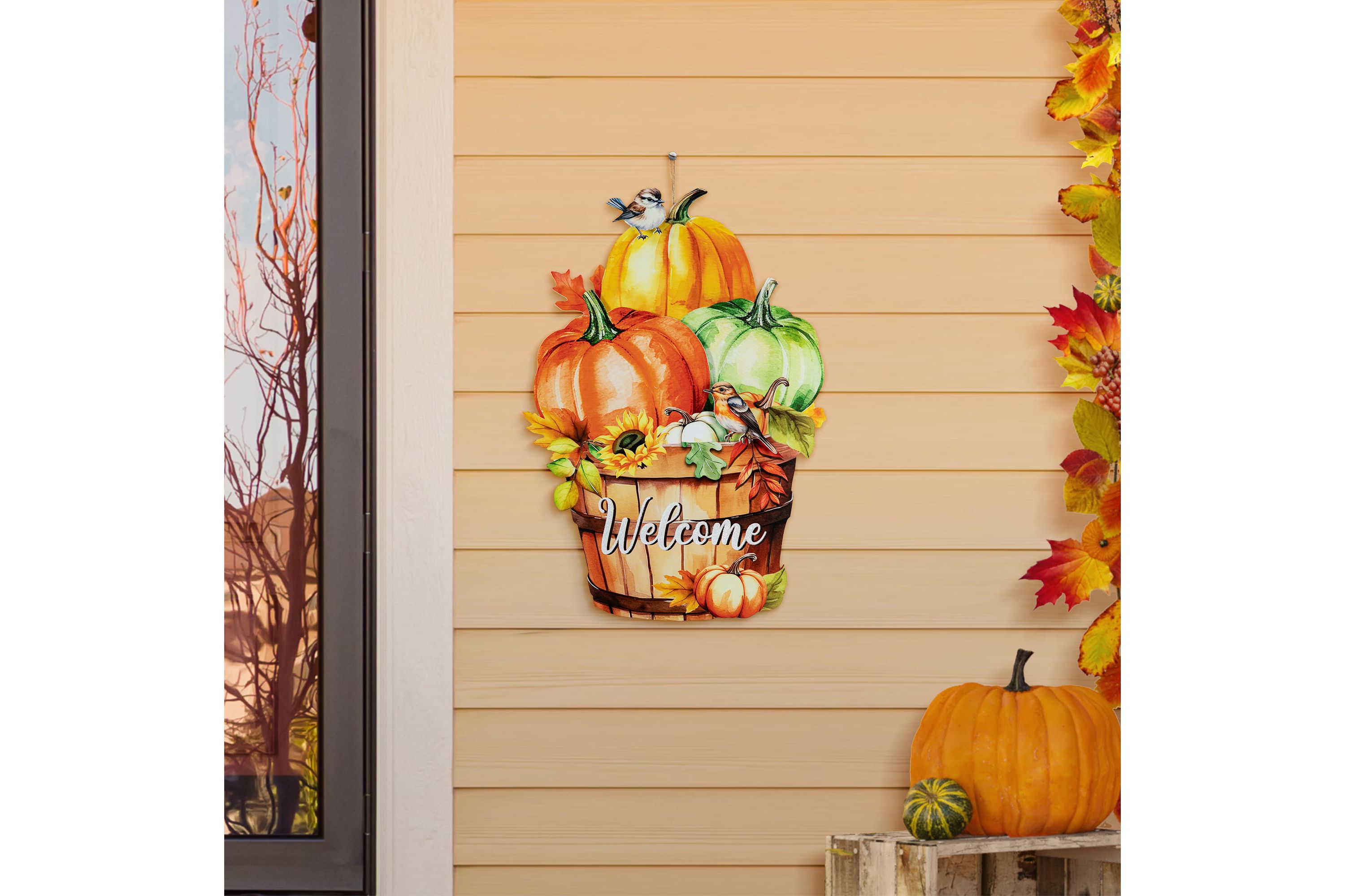 30.25"H Fall Metal Pumpkins with Barrel Yard Stake(KD, Two function)