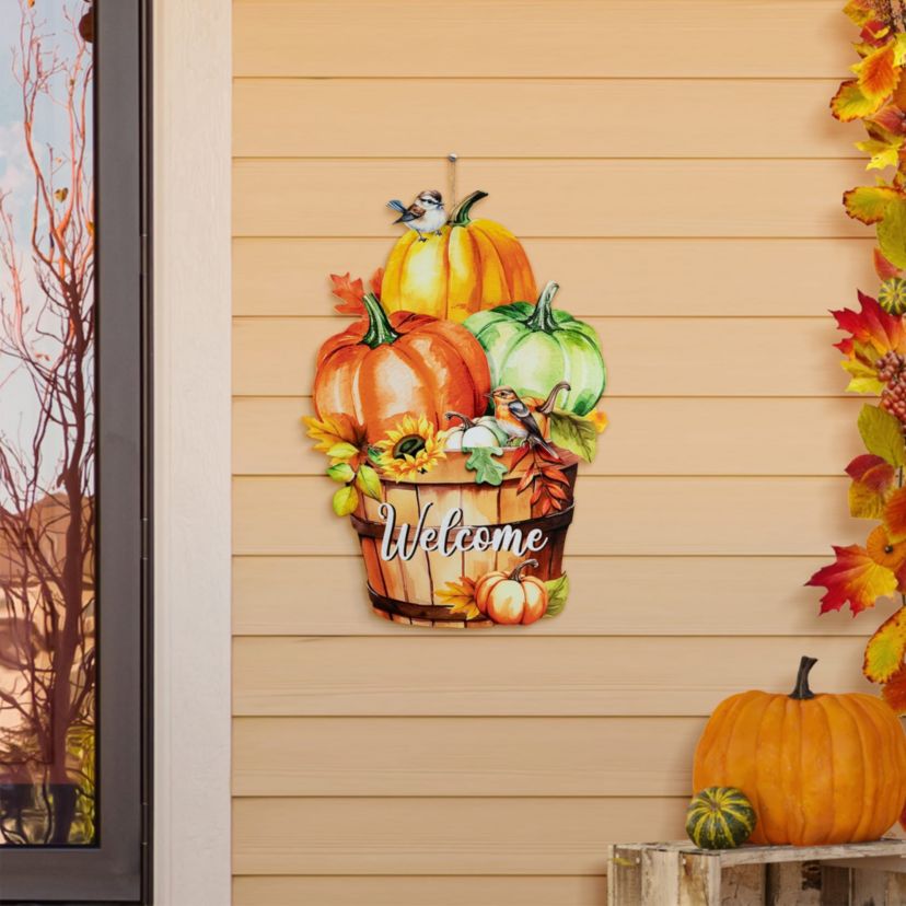 30.25"H Fall Metal Pumpkins with Barrel Yard Stake(KD, Two function)