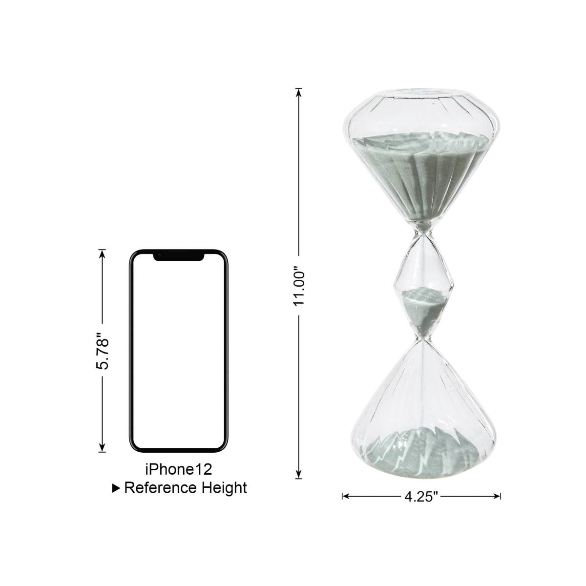 Set of 2 Geometric Tri-Layer Hourglasses with Grey Sand, 60-Minute Sand Timers