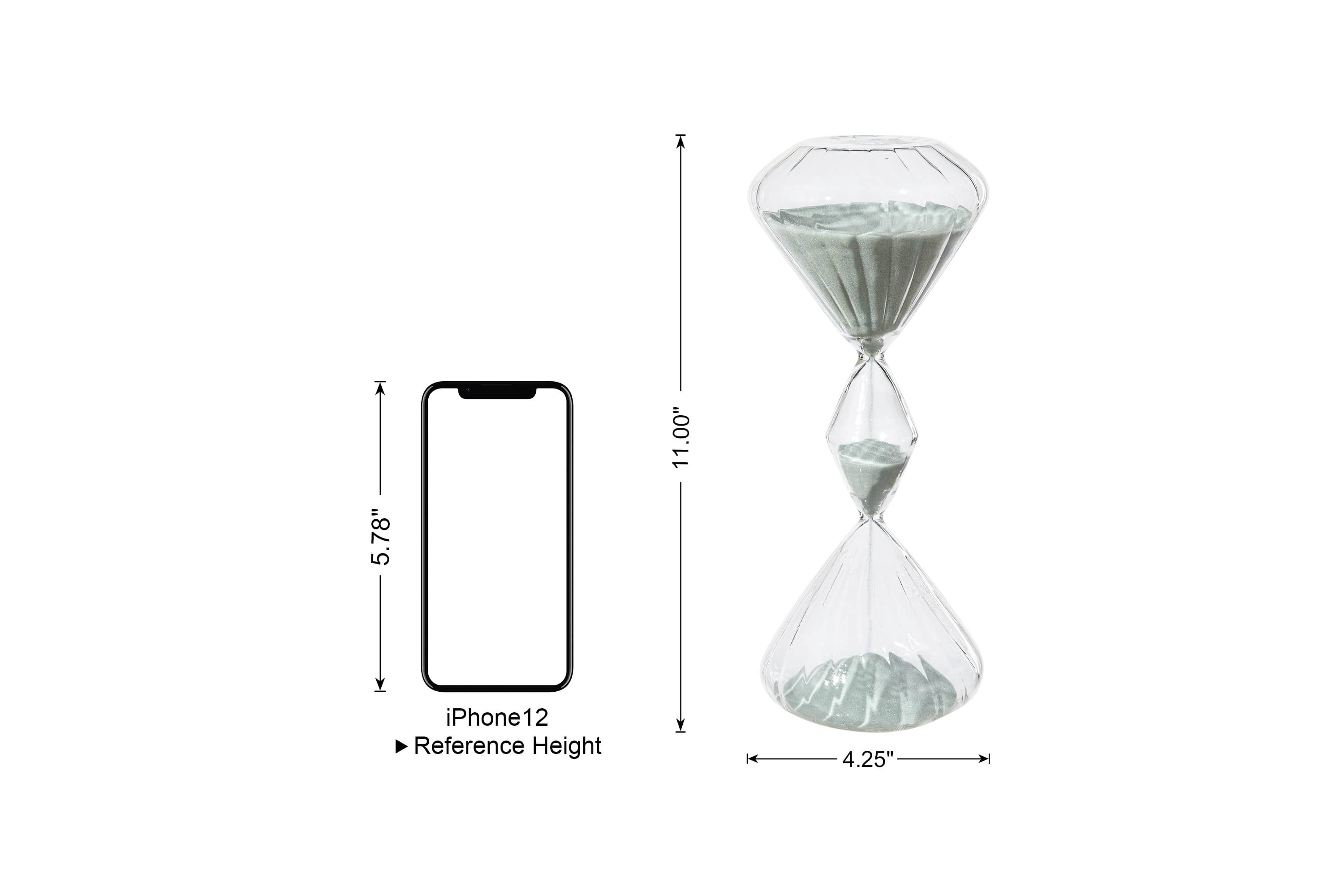 Set of 2 Geometric Tri-Layer Hourglasses with Grey Sand, 60-Minute Sand Timers