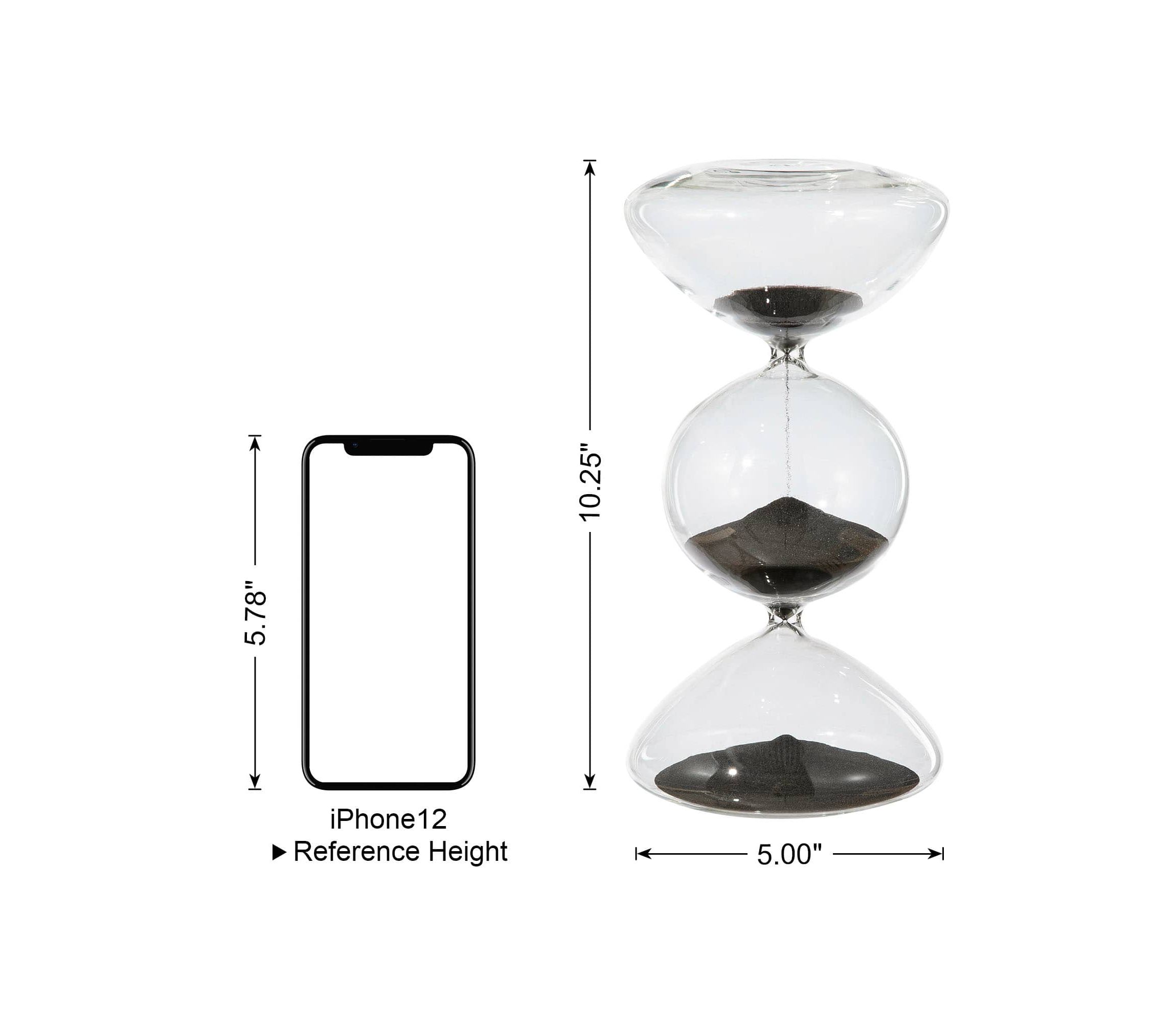 Modern Tri-Layer Hourglass with Black Sand, 60-Minute Sand Timers