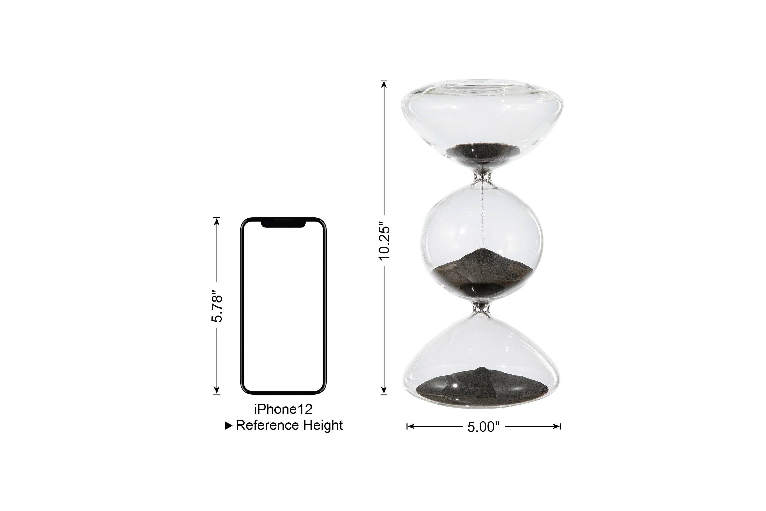 Modern Tri-Layer Hourglass with Black Sand, 60-Minute Sand Timers