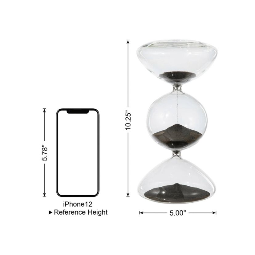 Modern Tri-Layer Hourglass with Black Sand, 60-Minute Sand Timers