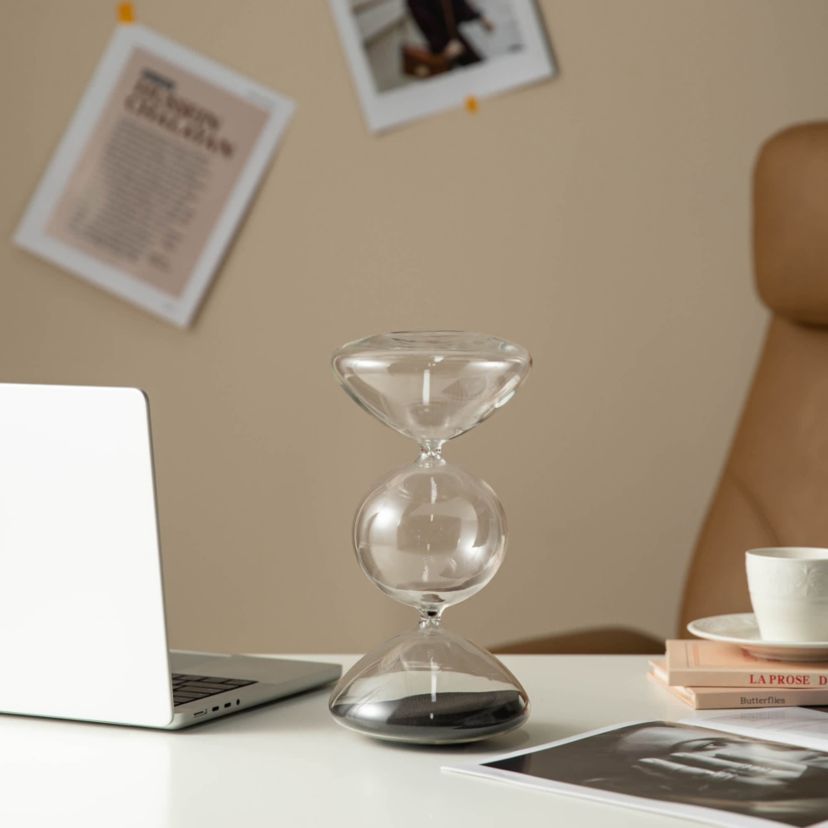 Modern Tri-Layer Hourglass with Black Sand, 60-Minute Sand Timers