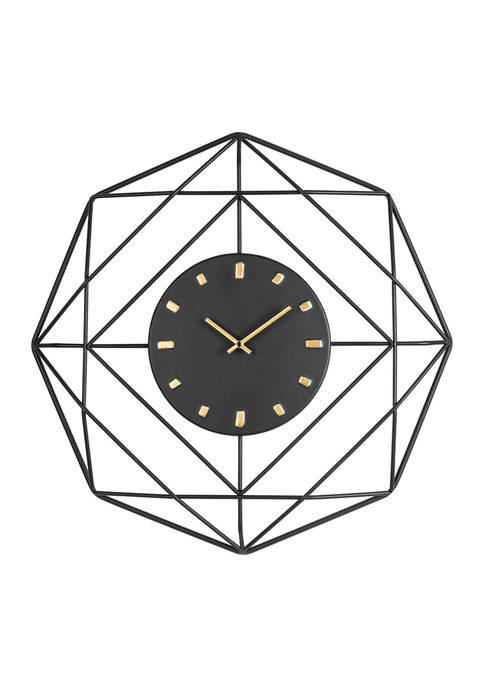 Glitzhome Modern Metal Black &amp; Golden Wall Clock
