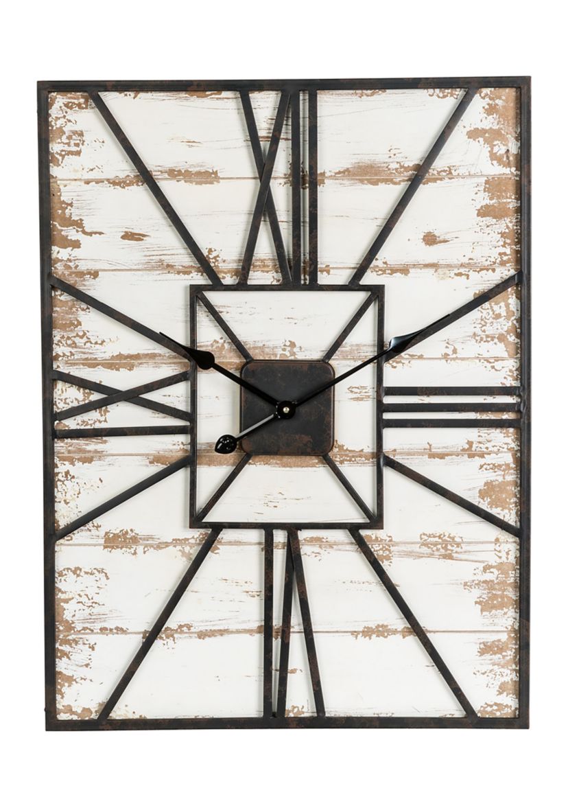 Oversized Farmhouse Wooden/Metal Wall Clock