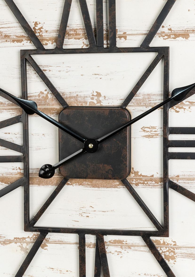 Oversized Farmhouse Wooden/Metal Wall Clock