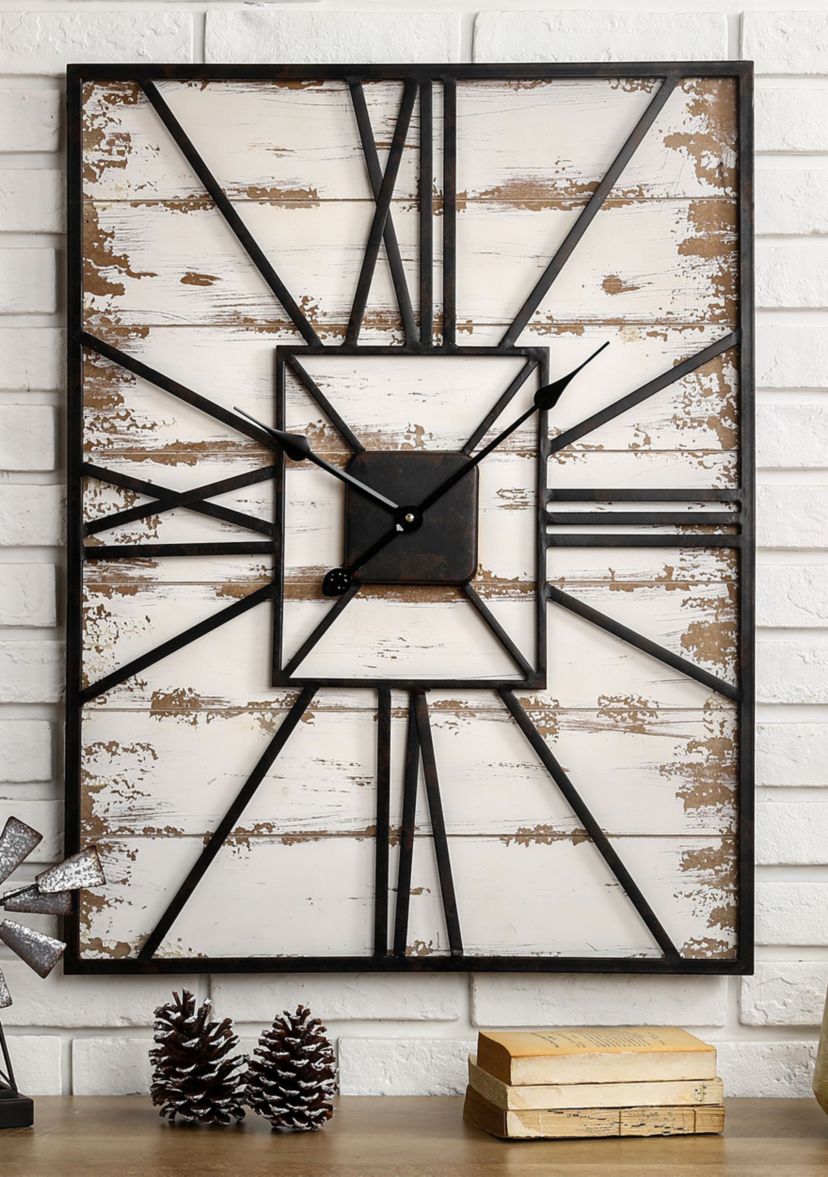 Oversized Farmhouse Wooden/Metal Wall Clock