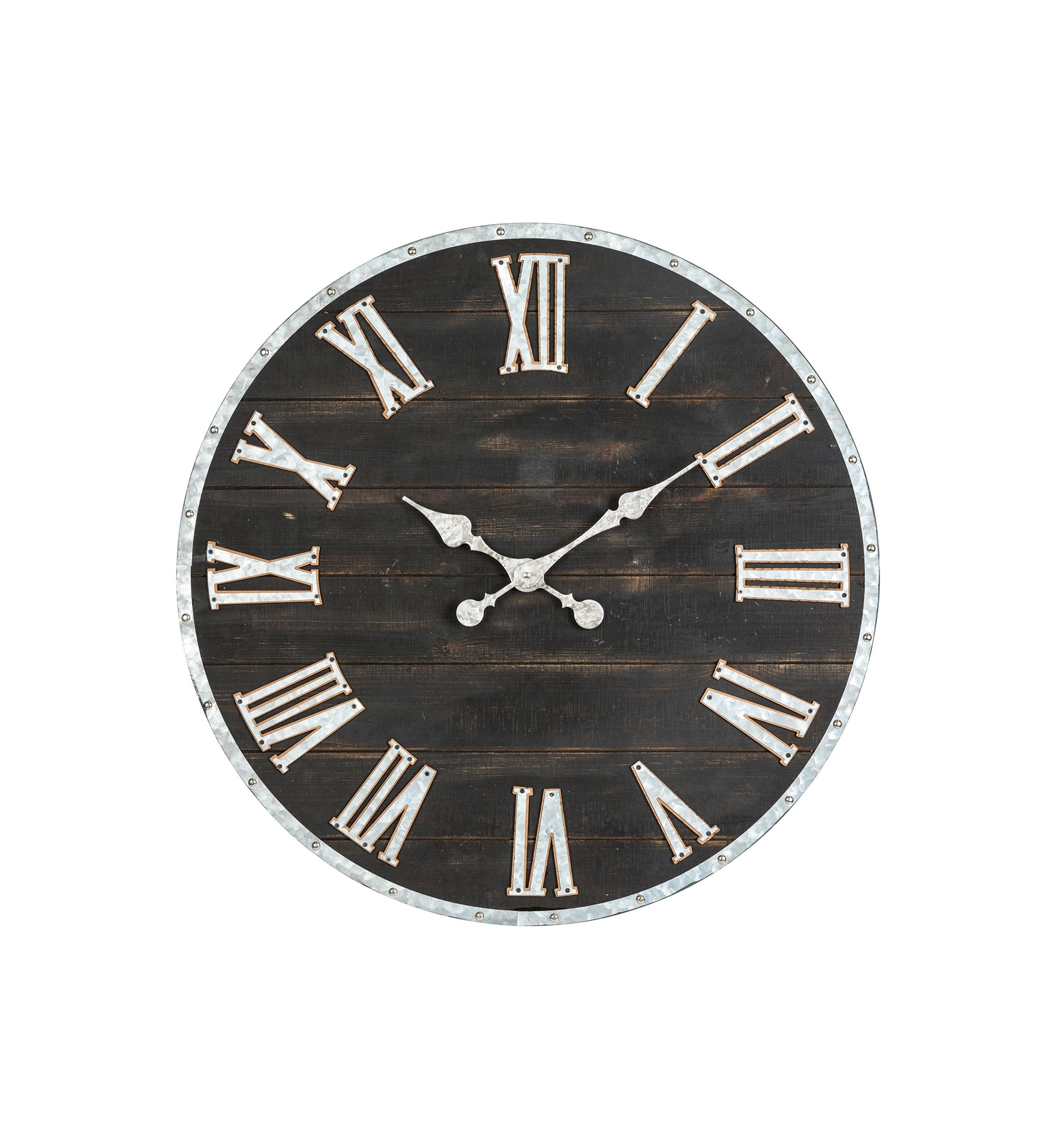 Oversized Farmhouse Wooden & Galvanized Wall Clock