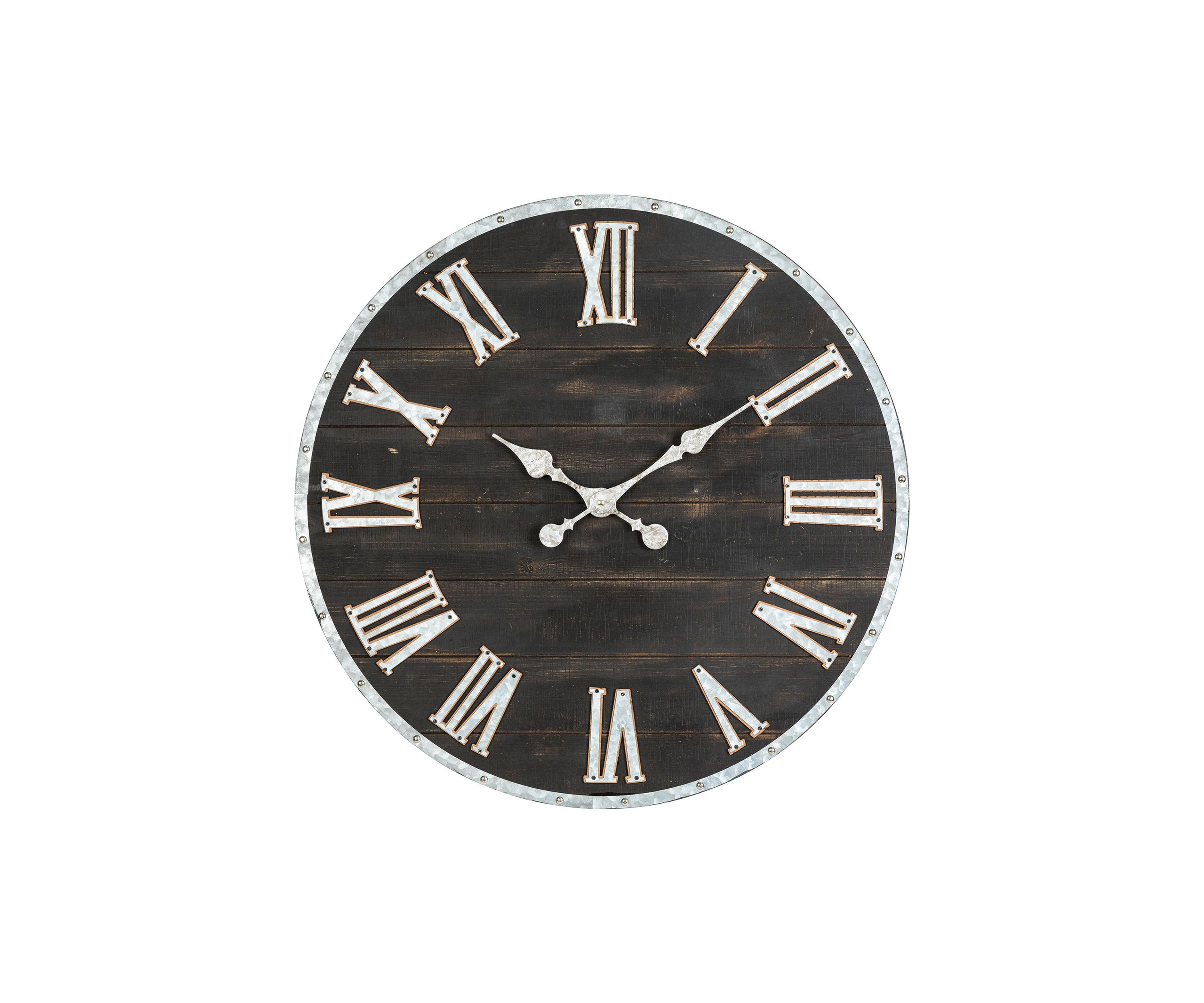 Oversized Farmhouse Wooden & Galvanized Wall Clock