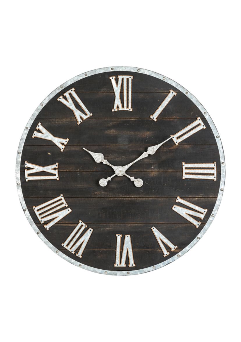 Oversized Farmhouse Wooden & Galvanized Wall Clock