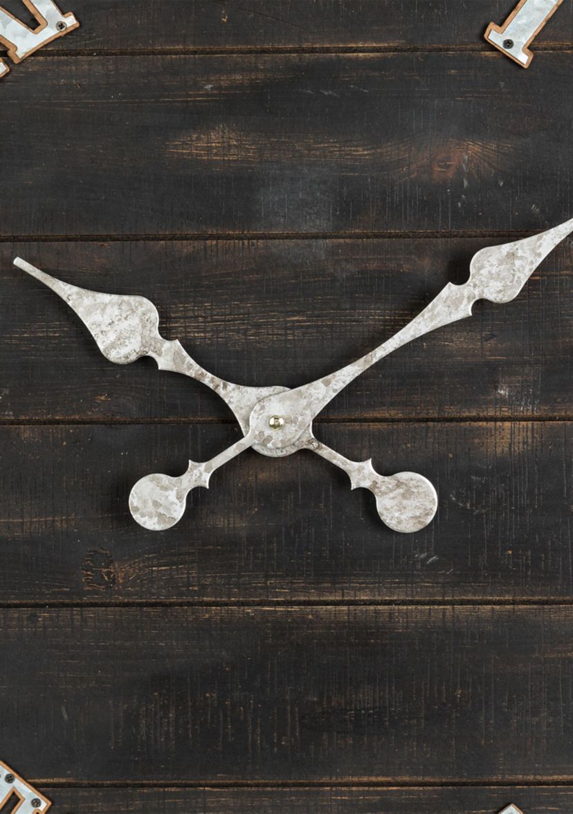 Oversized Farmhouse Wooden & Galvanized Wall Clock