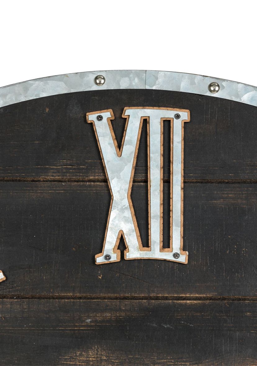 Oversized Farmhouse Wooden & Galvanized Wall Clock