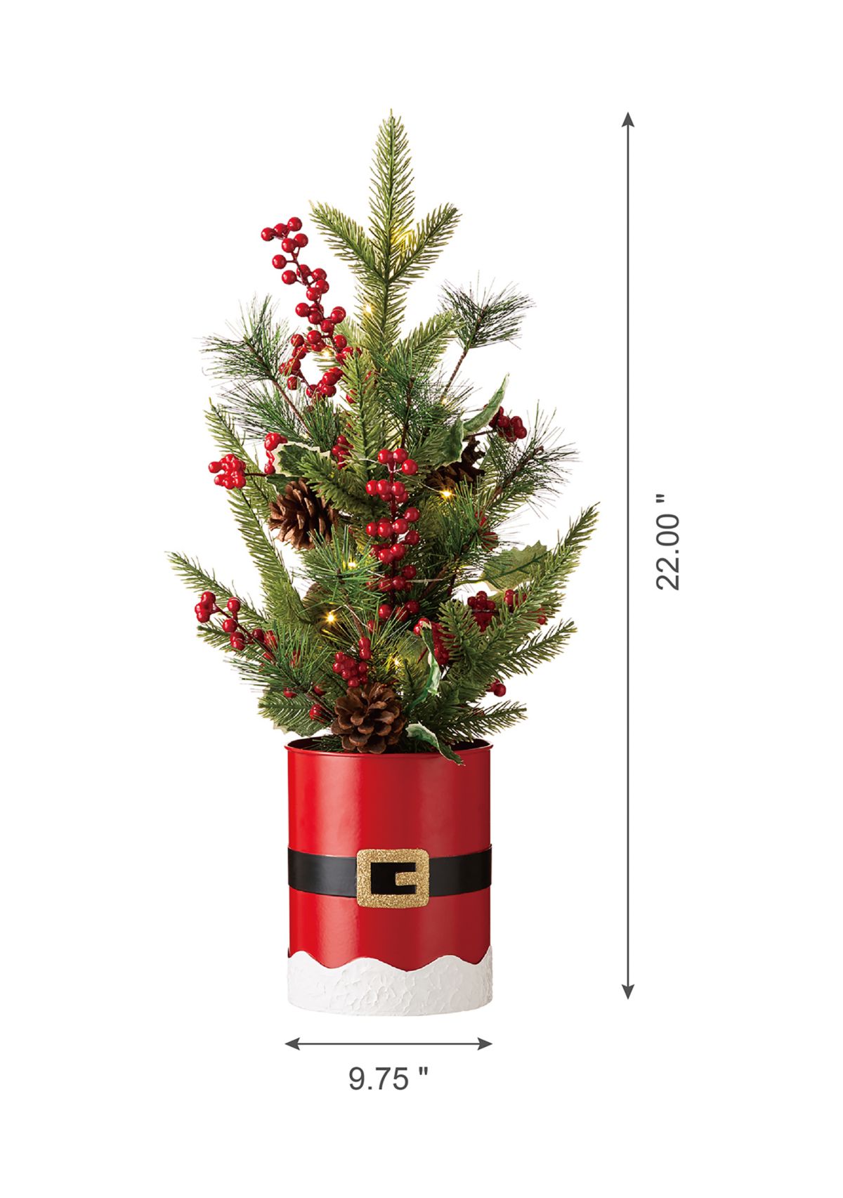 Lighted Santa Belt Potted Table Tree