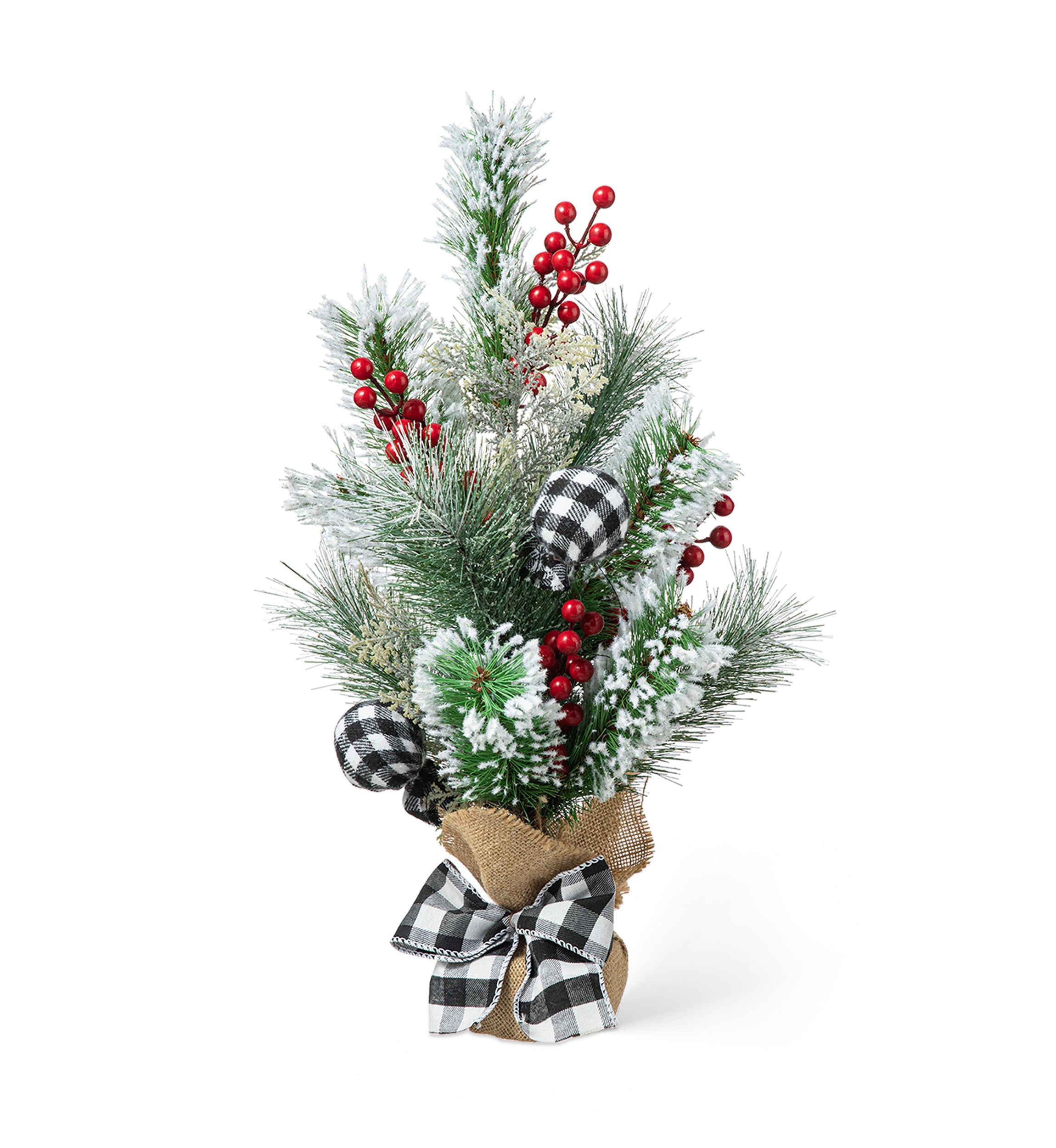 21-inchH Flocked Pine and Berries Table Tree