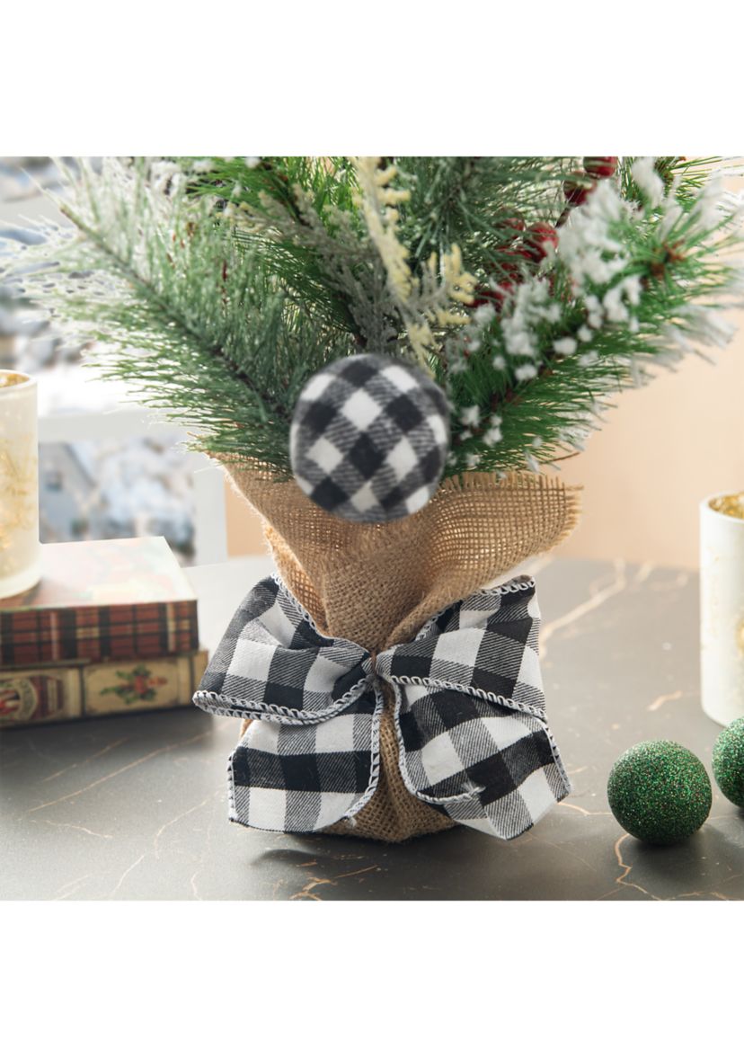 21-inchH Flocked Pine and Berries Table Tree