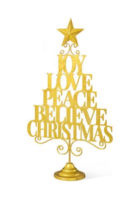 Glitzhome 18.25-Inchh Metal Gold Foil Christmas Table Tree
