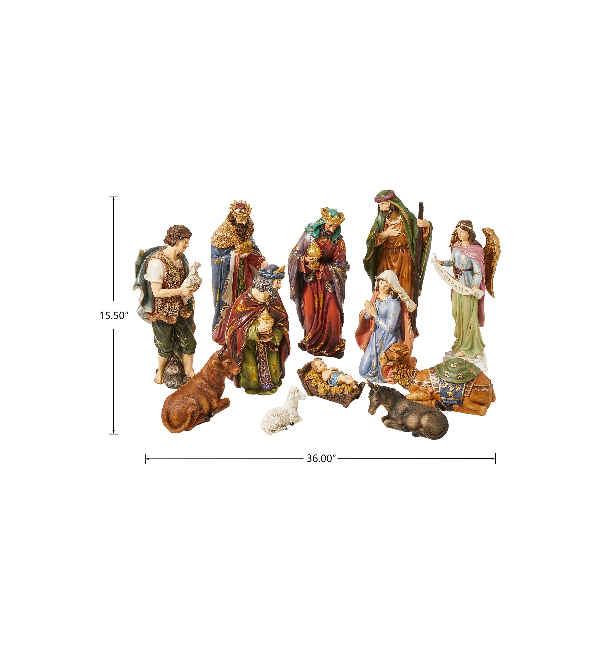 12 Piece Oversized Resin Nativity Figurine Set