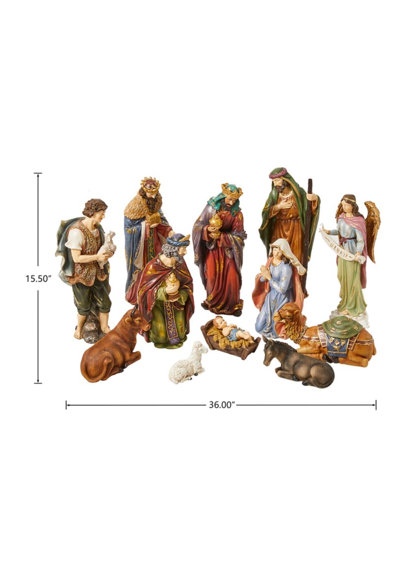 12 Piece Oversized Resin Nativity Figurine Set