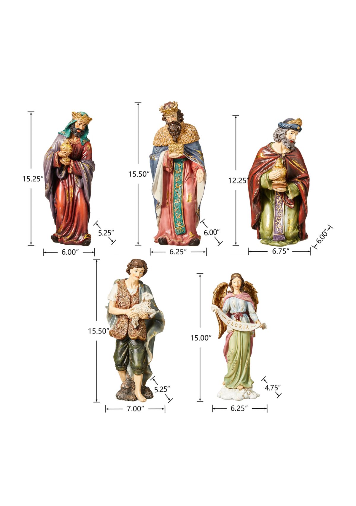 12 Piece Oversized Resin Nativity Figurine Set
