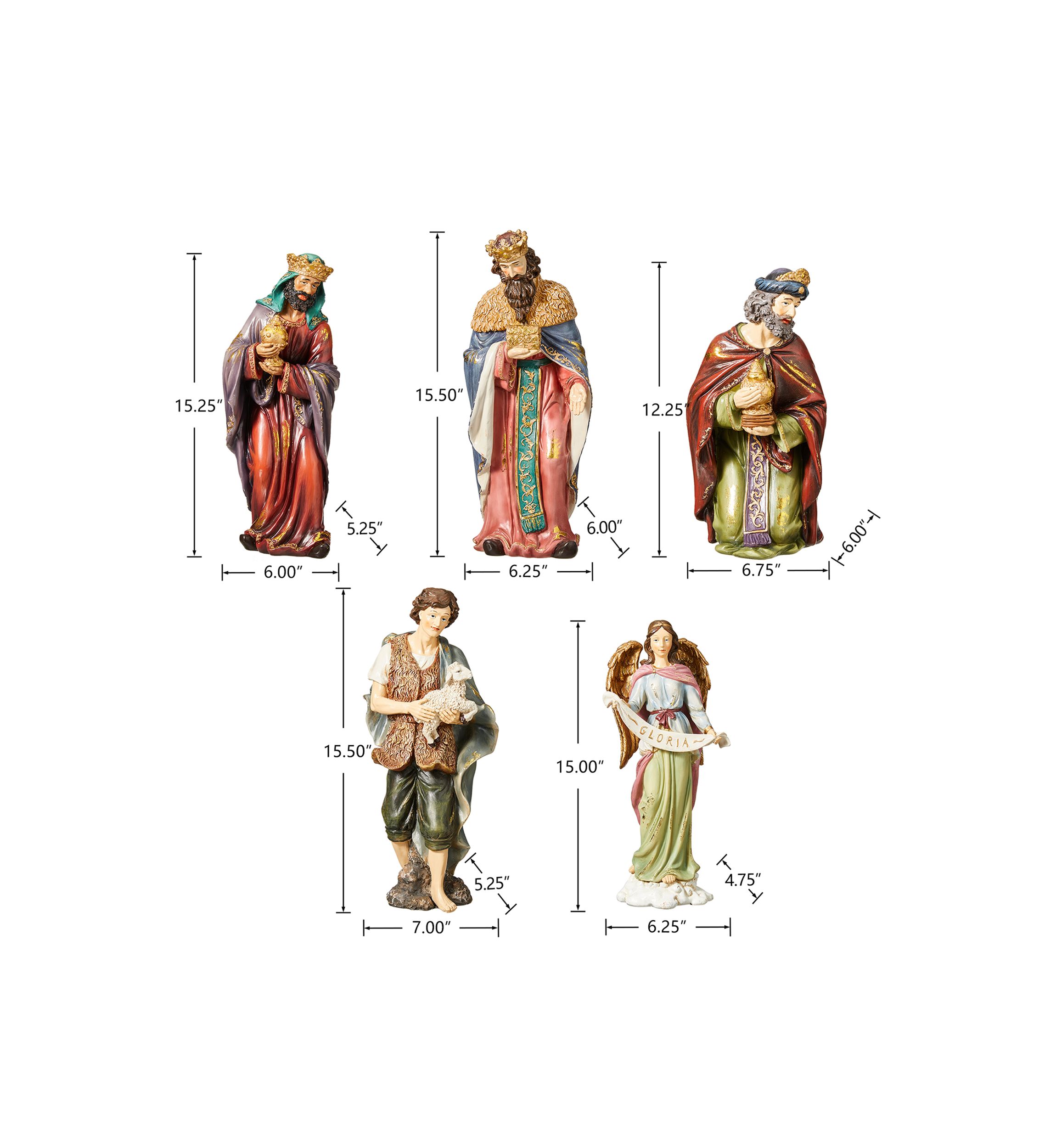 12 Piece Oversized Resin Nativity Figurine Set