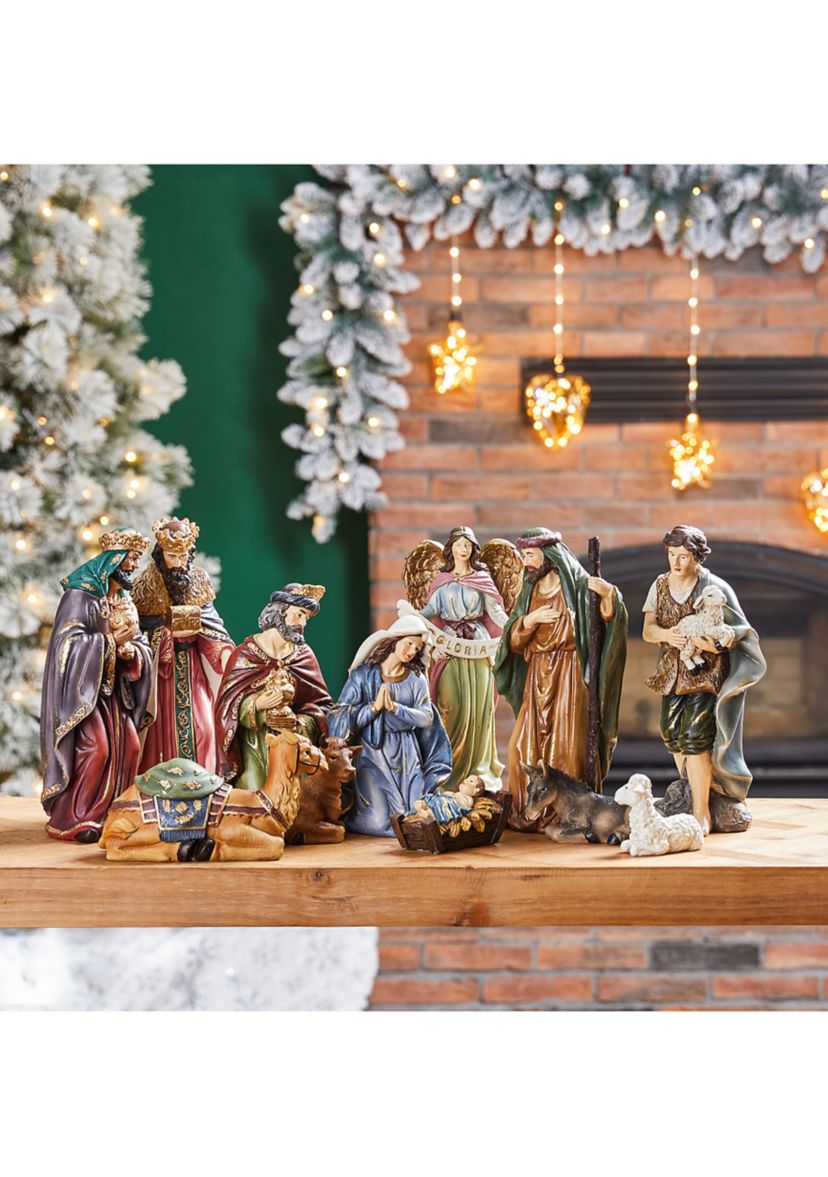 12 Piece Resin Nativity Figurine Set