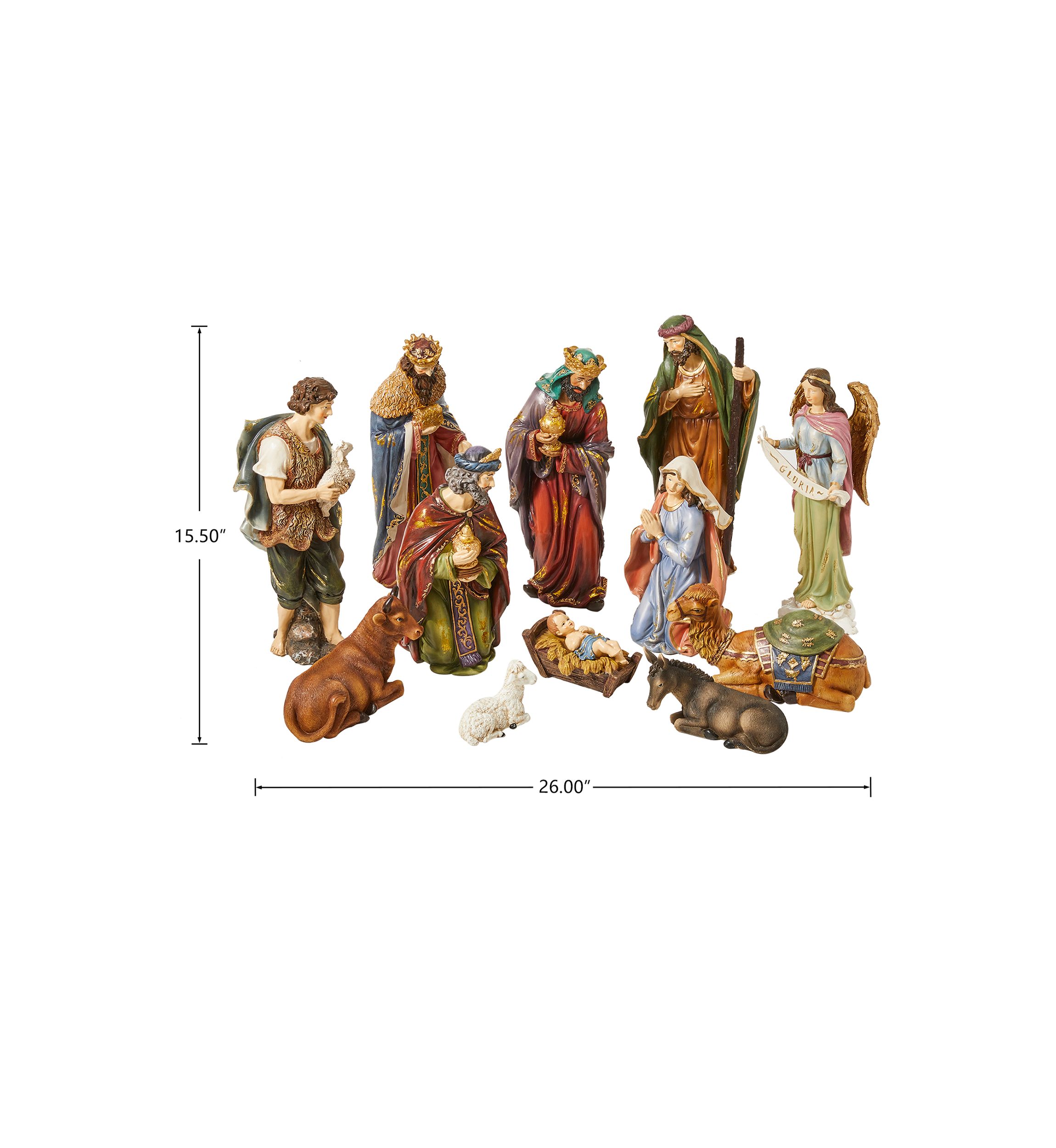12 Piece Resin Nativity Figurine Set