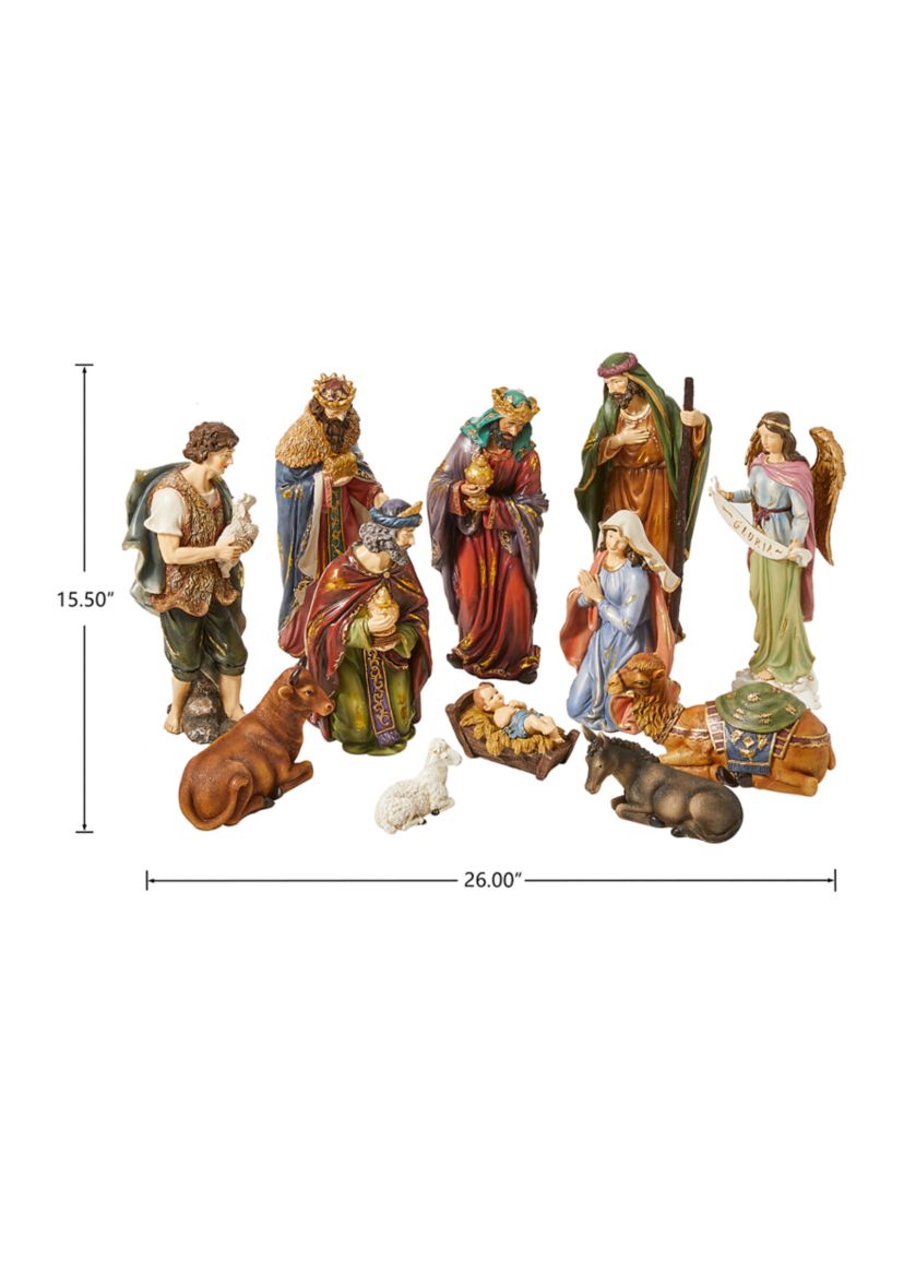 12 Piece Resin Nativity Figurine Set