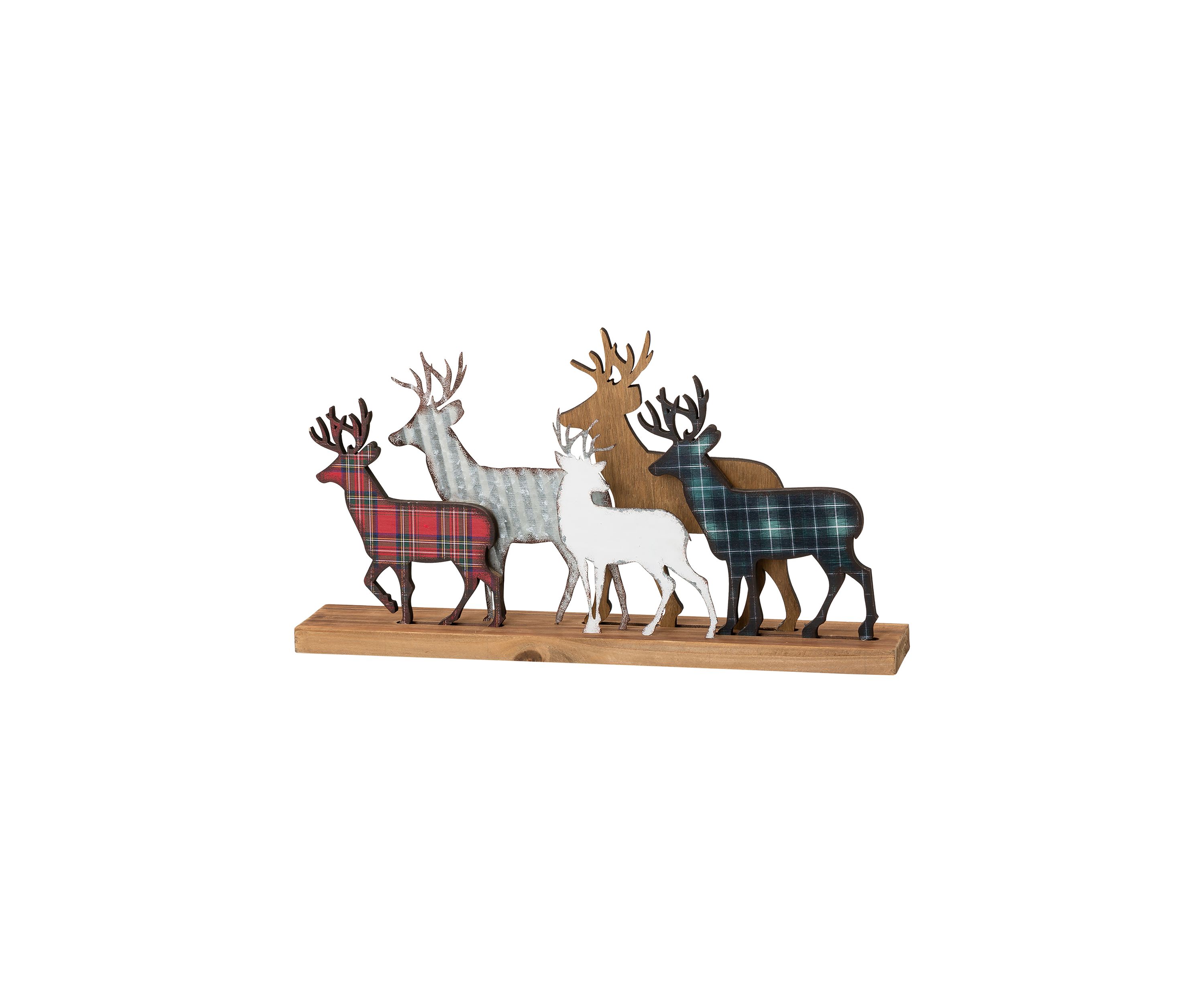 Galvanized Metal/Wooden Reindeer Table Décor