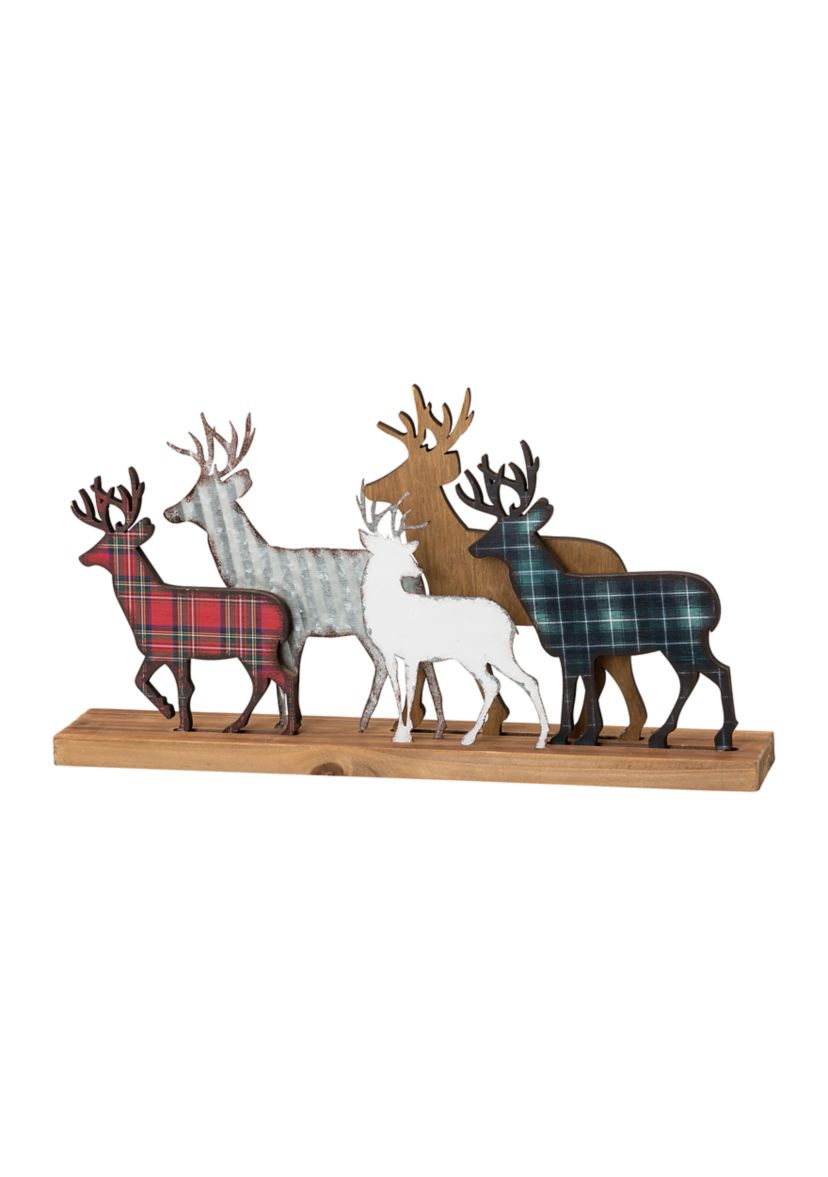 Galvanized Metal/Wooden Reindeer Table Décor