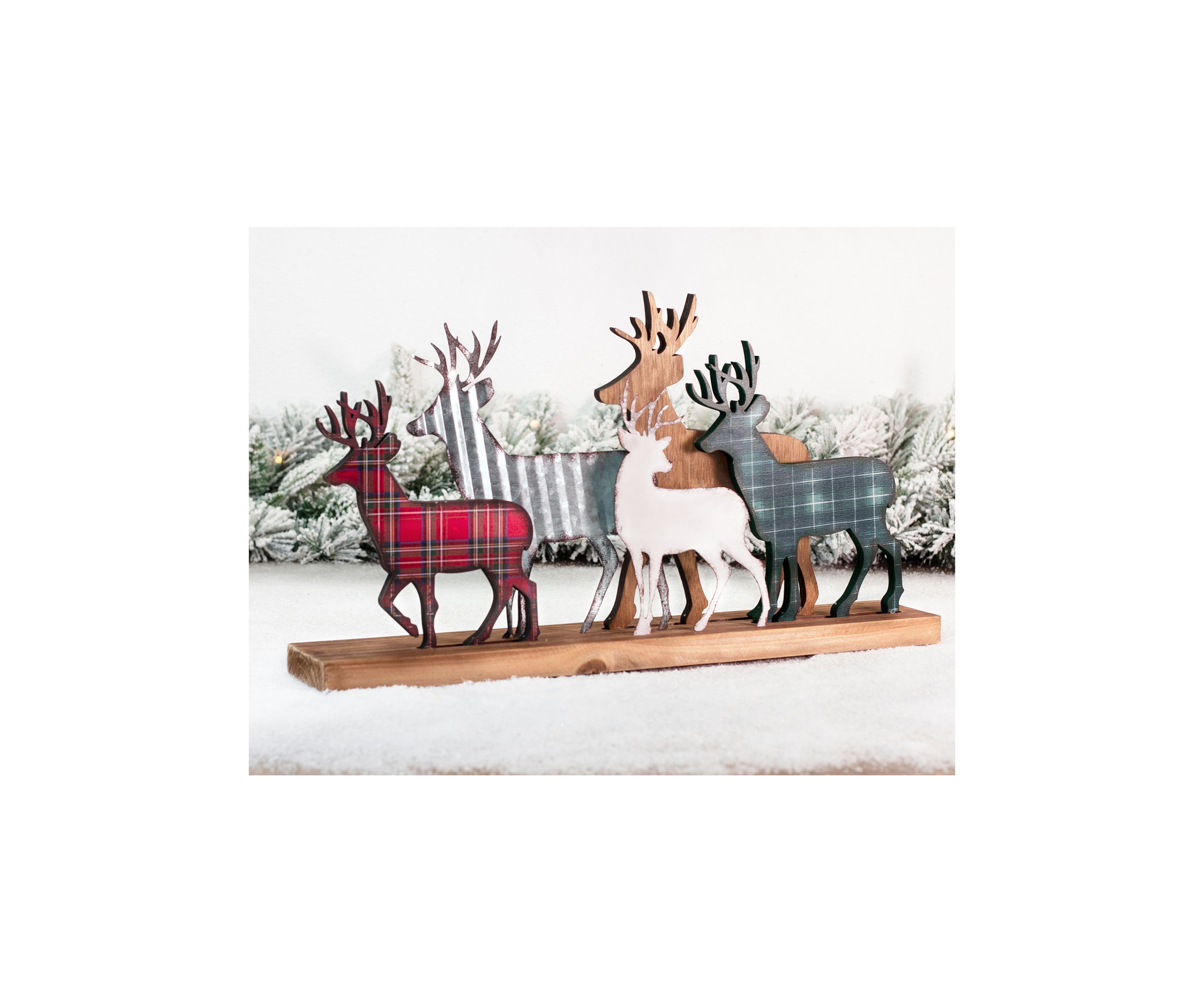 Galvanized Metal/Wooden Reindeer Table Décor