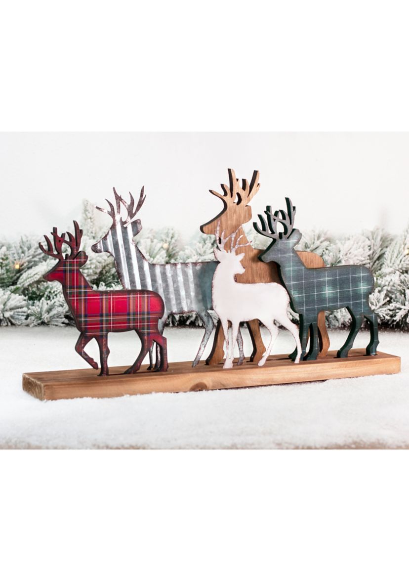 Galvanized Metal/Wooden Reindeer Table Décor