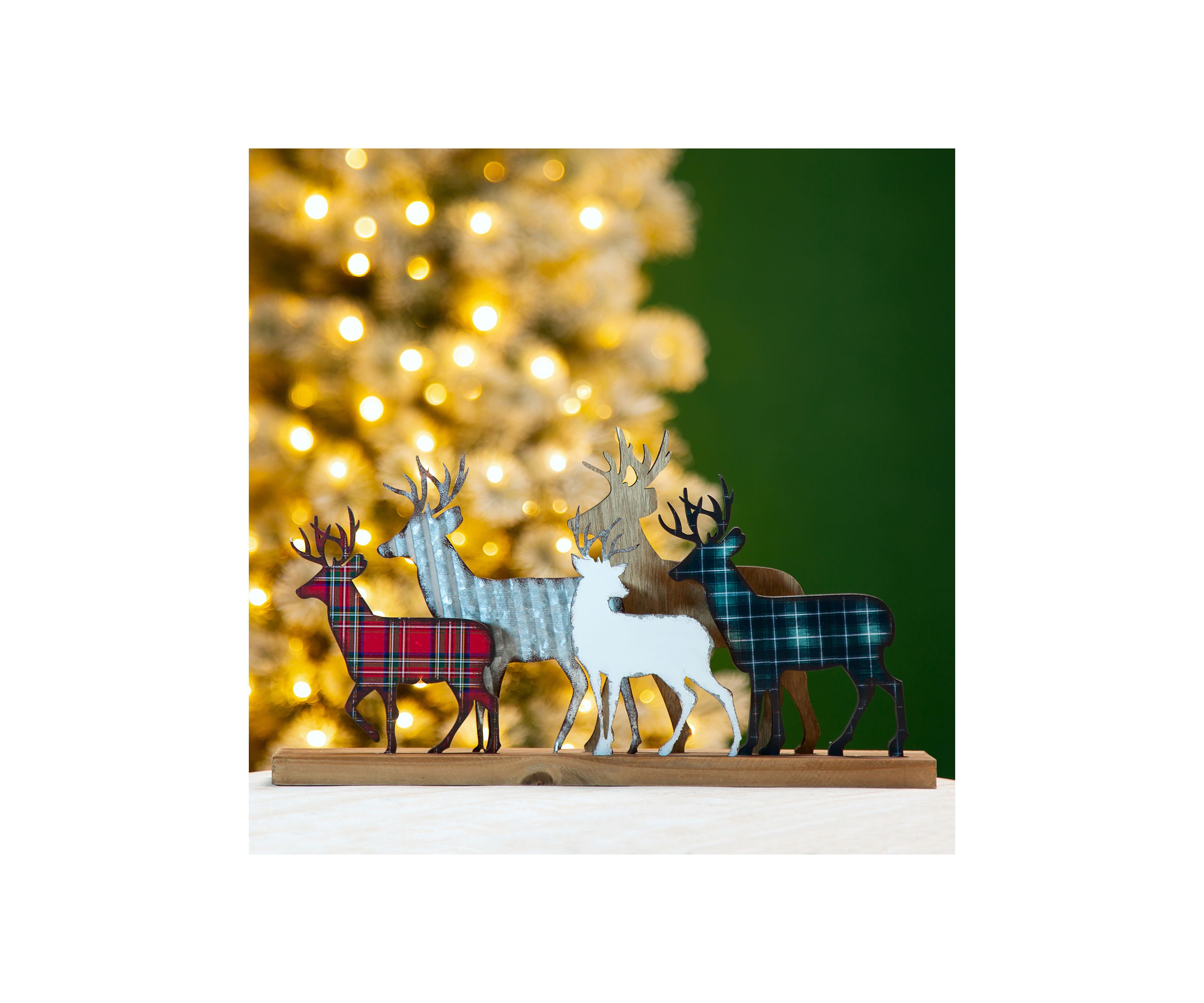Galvanized Metal/Wooden Reindeer Table Décor