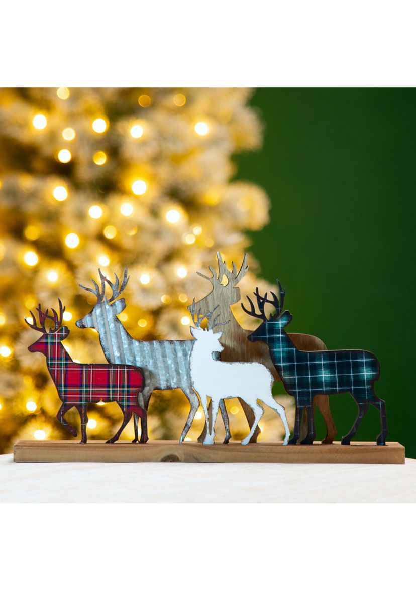 Galvanized Metal/Wooden Reindeer Table Décor