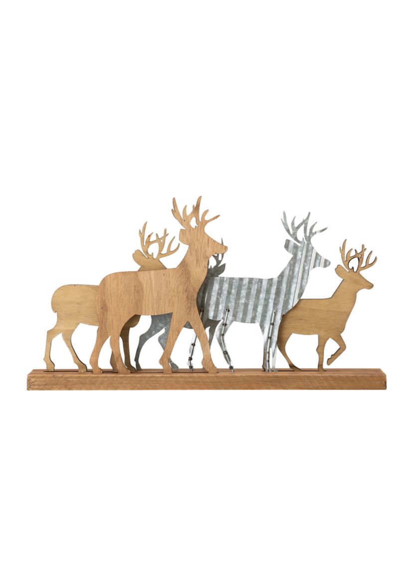 Galvanized Metal/Wooden Reindeer Table Décor