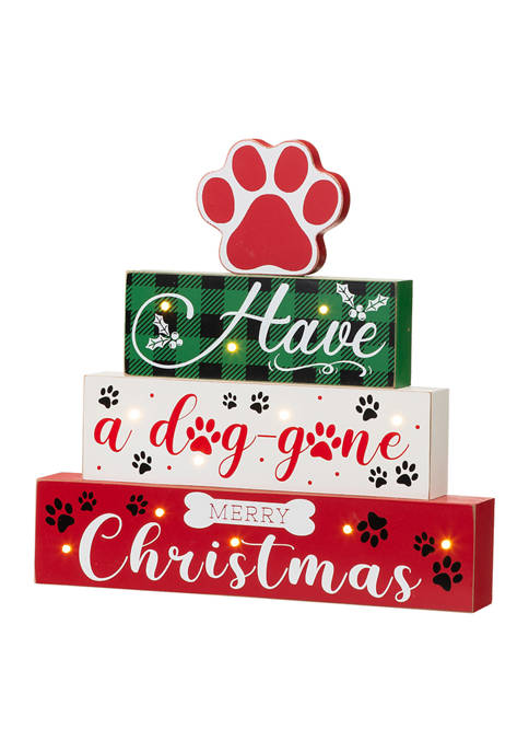 Glitzhome Lighted Wooden Pet Block Word Sign
