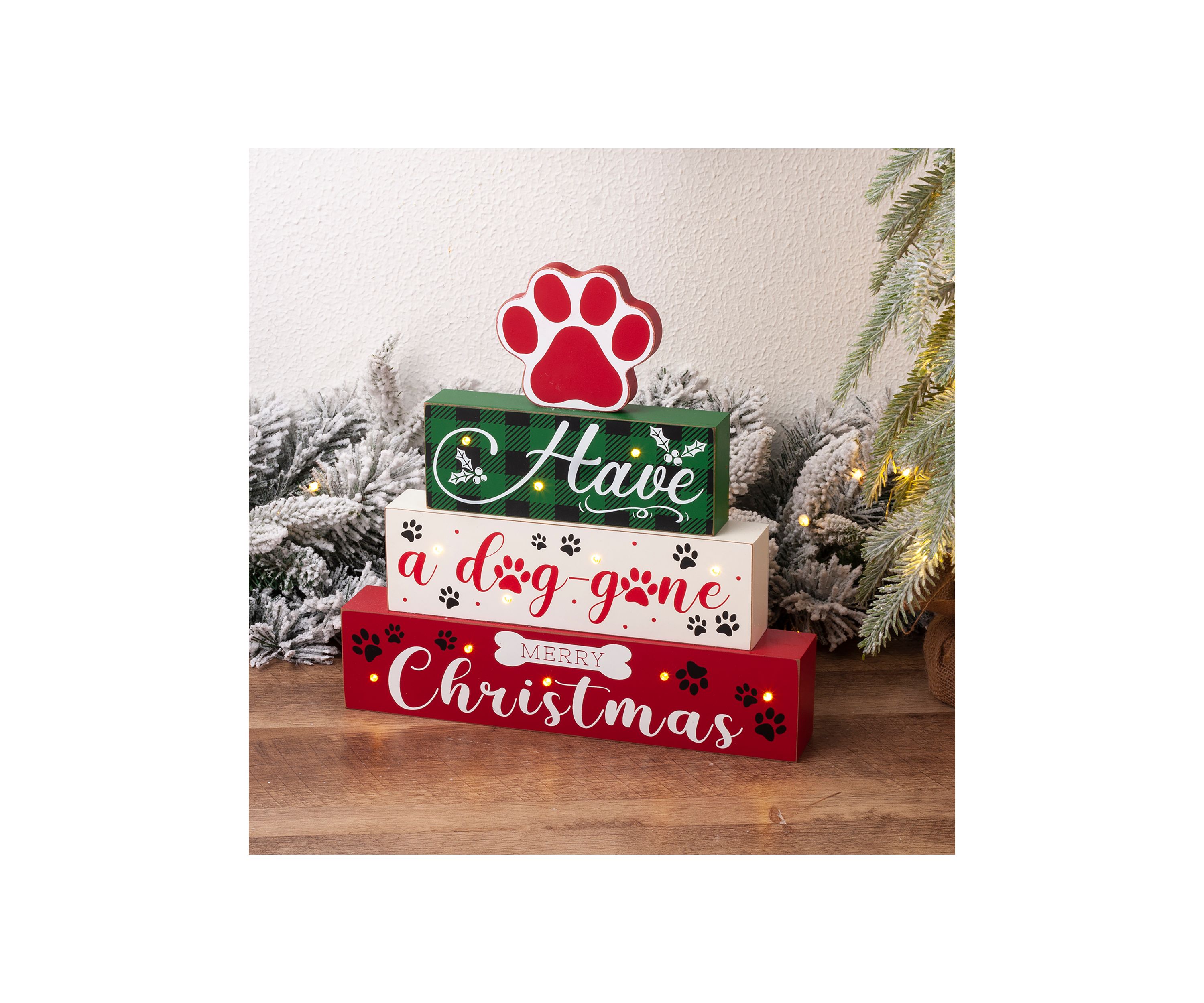 Lighted Wooden Pet Block Word Sign