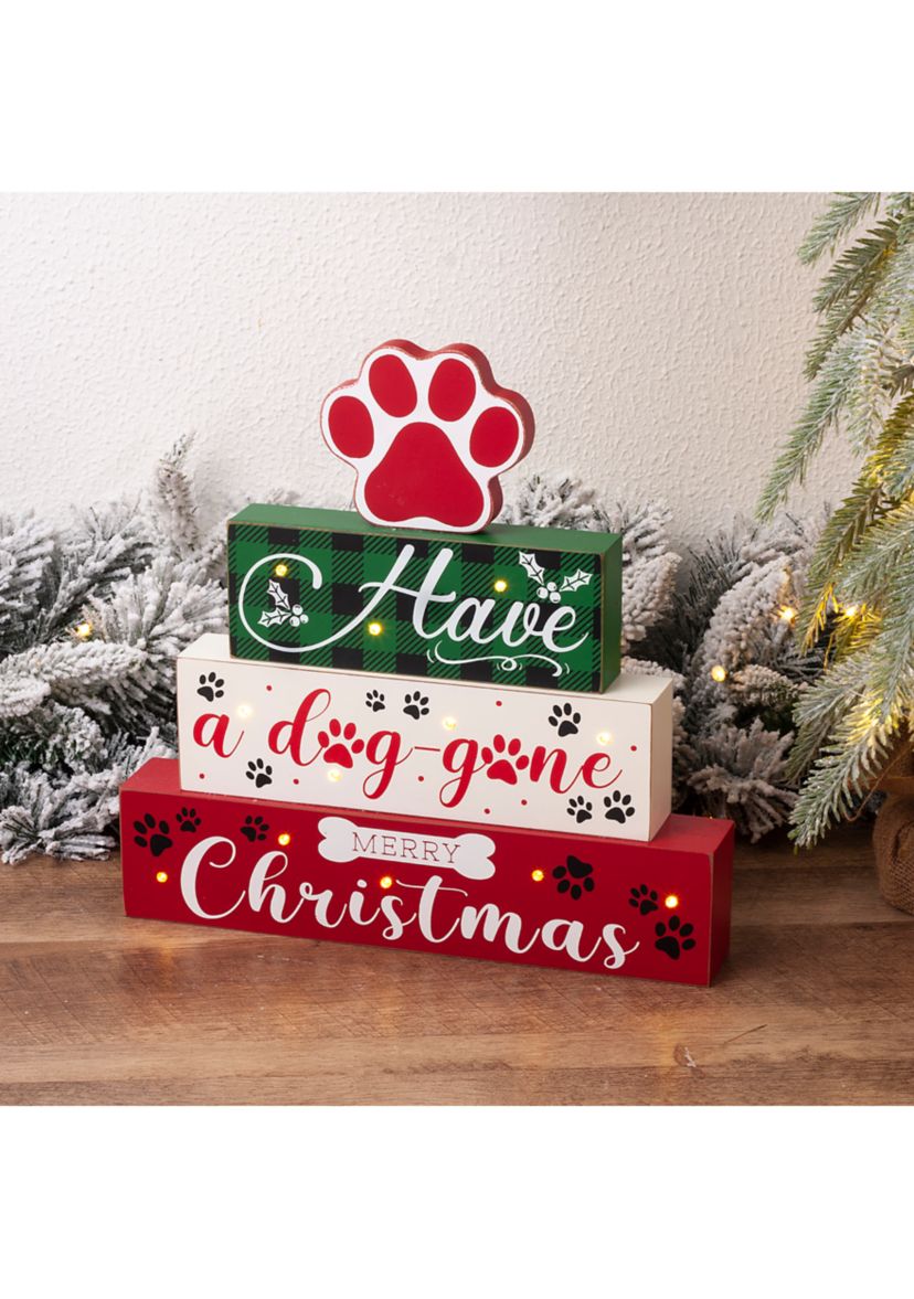 Lighted Wooden Pet Block Word Sign