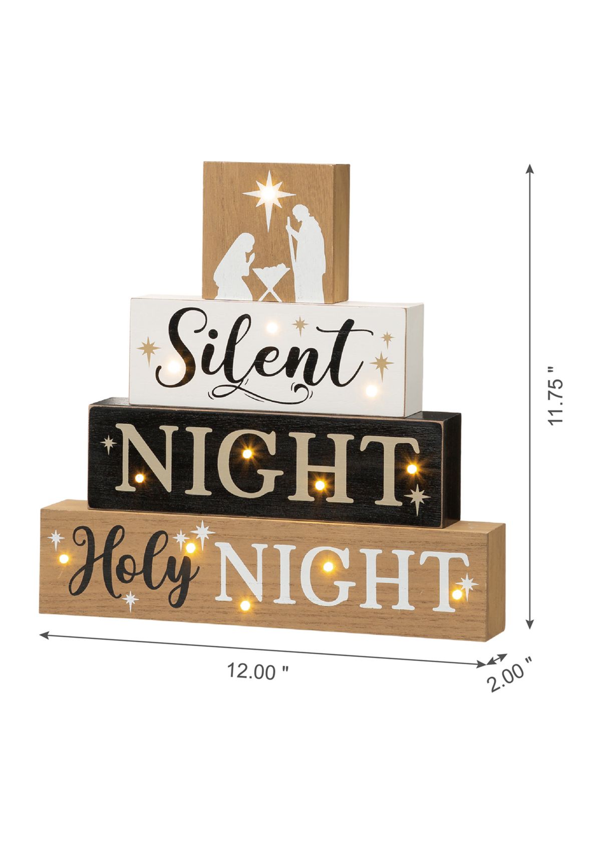 Lighted Wooden Nativity Block Word Sign