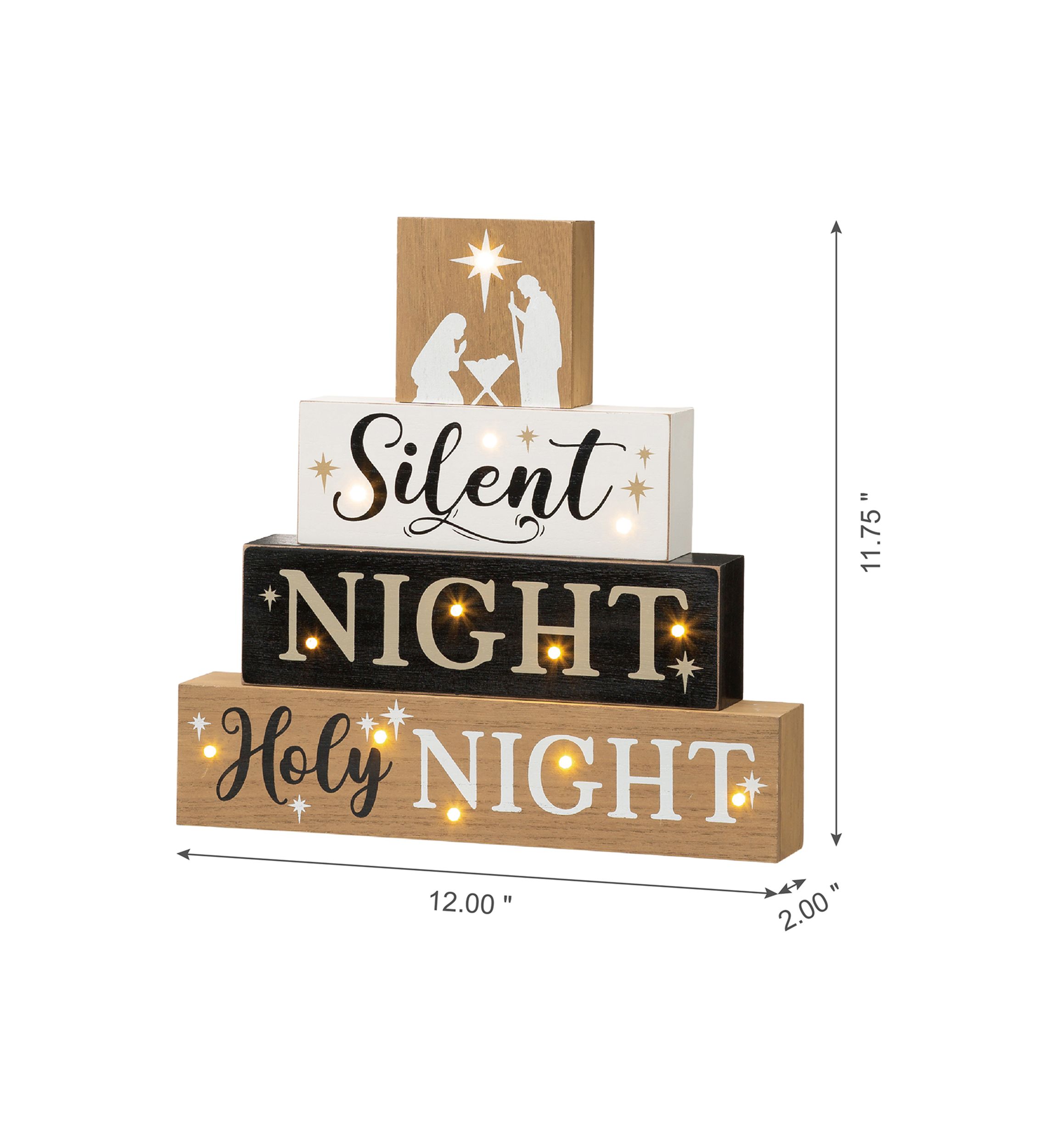 Lighted Wooden Nativity Block Word Sign