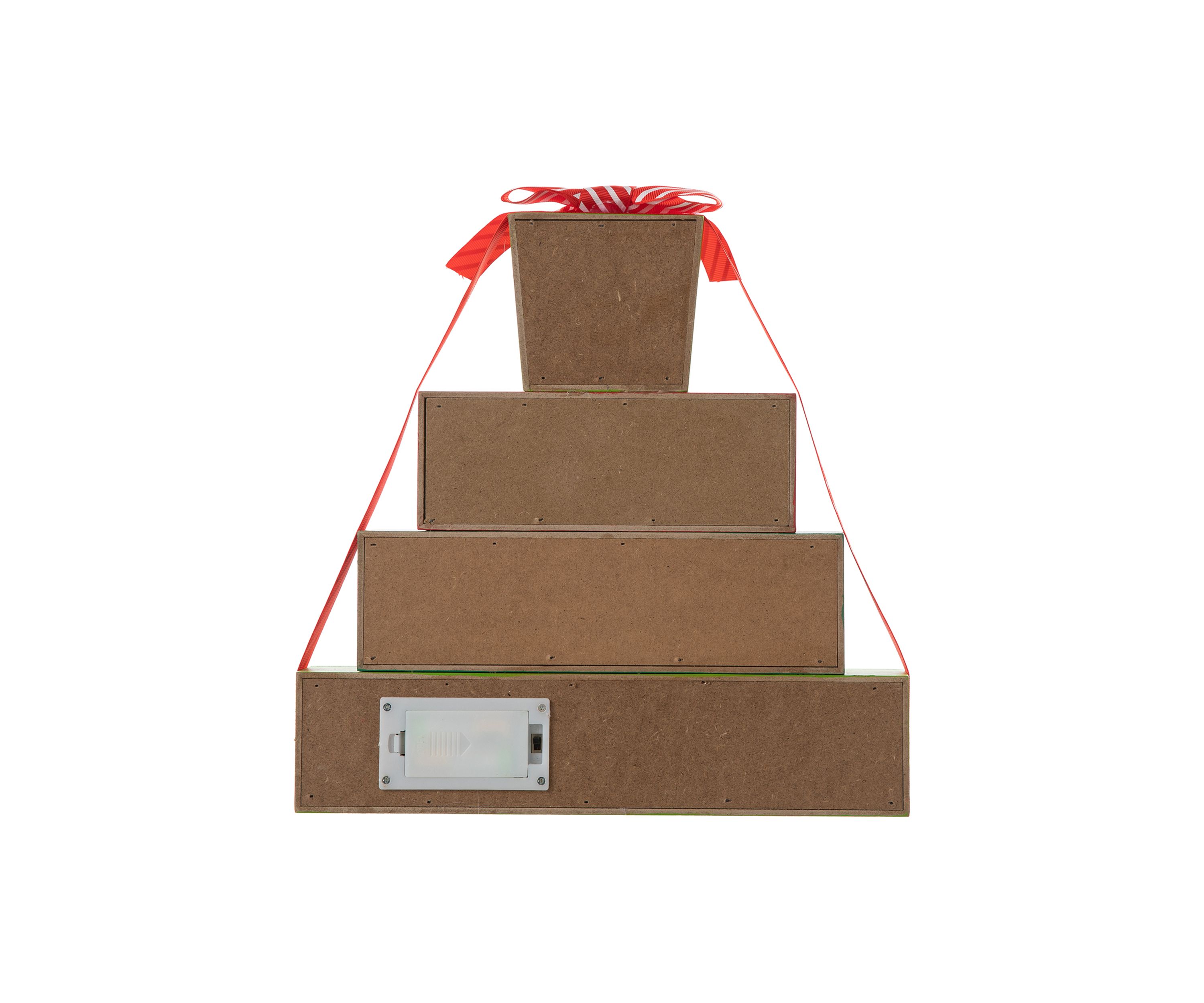 Lighted Wooden Christmas Gift Block Table Decor