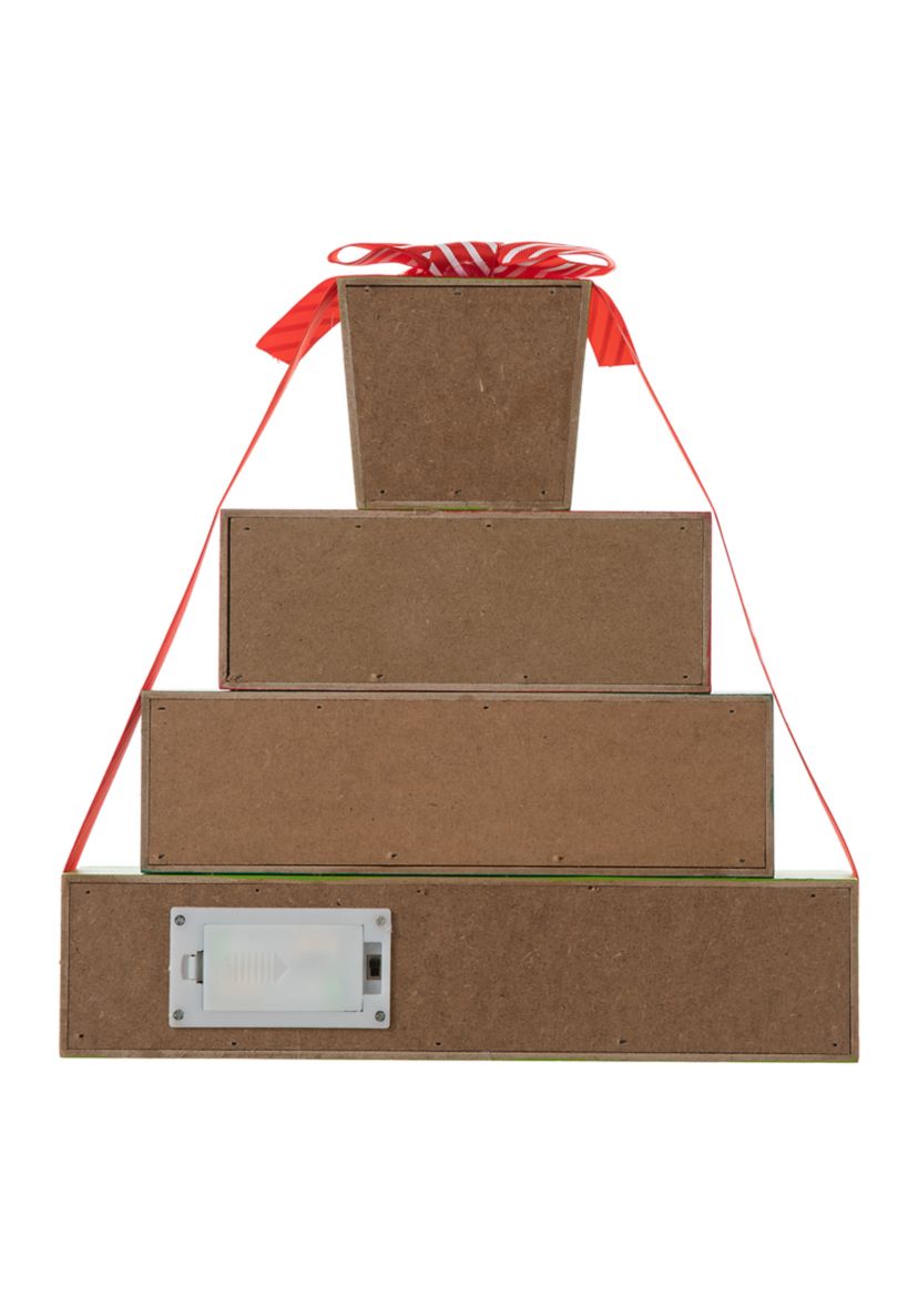Lighted Wooden Christmas Gift Block Table Decor