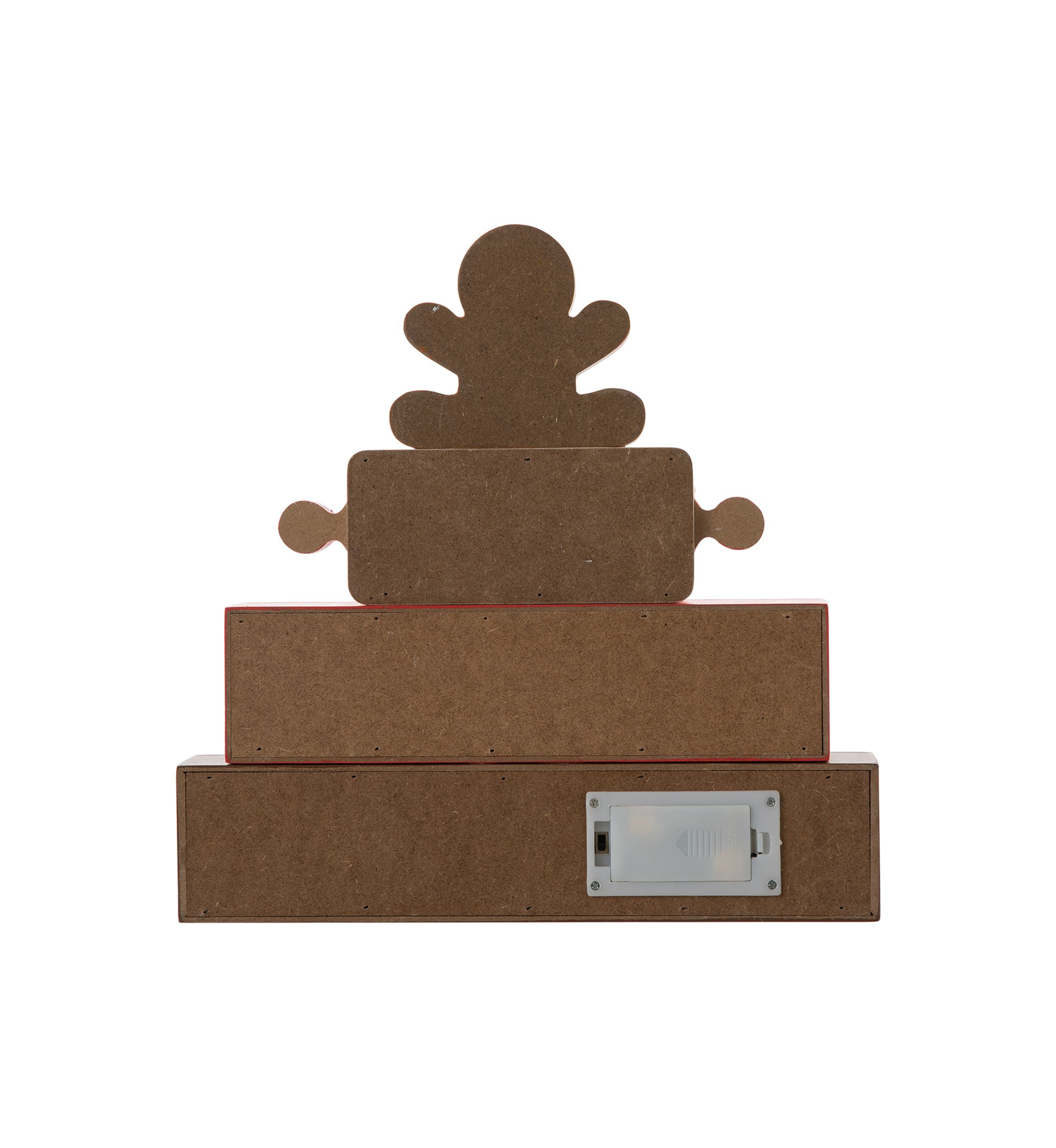 Lighted Wooden Christmas Gingerbread Man Block Table Decor
