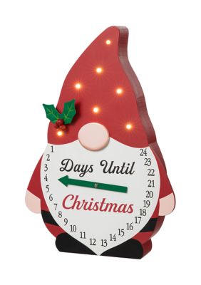 Glitzhome Lighted Wooden Christmas Gnome Countdown Calendar, Red -  6941327166571